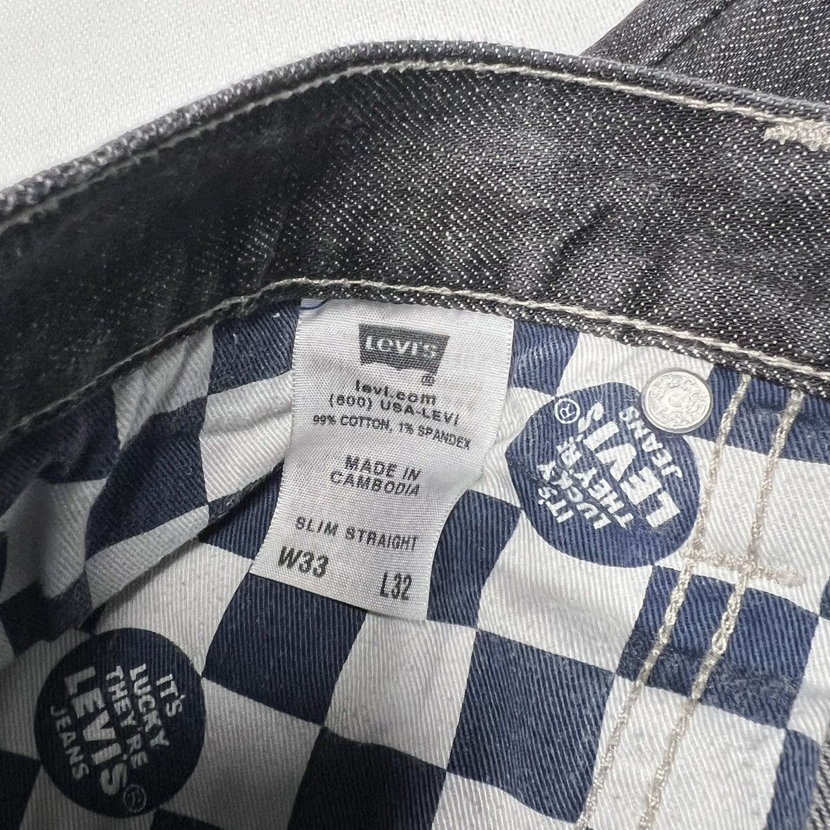 Levi's Levis Slim Straight Jeans Black Green Stitch Pockets Denim Size US 33 - 11 Thumbnail