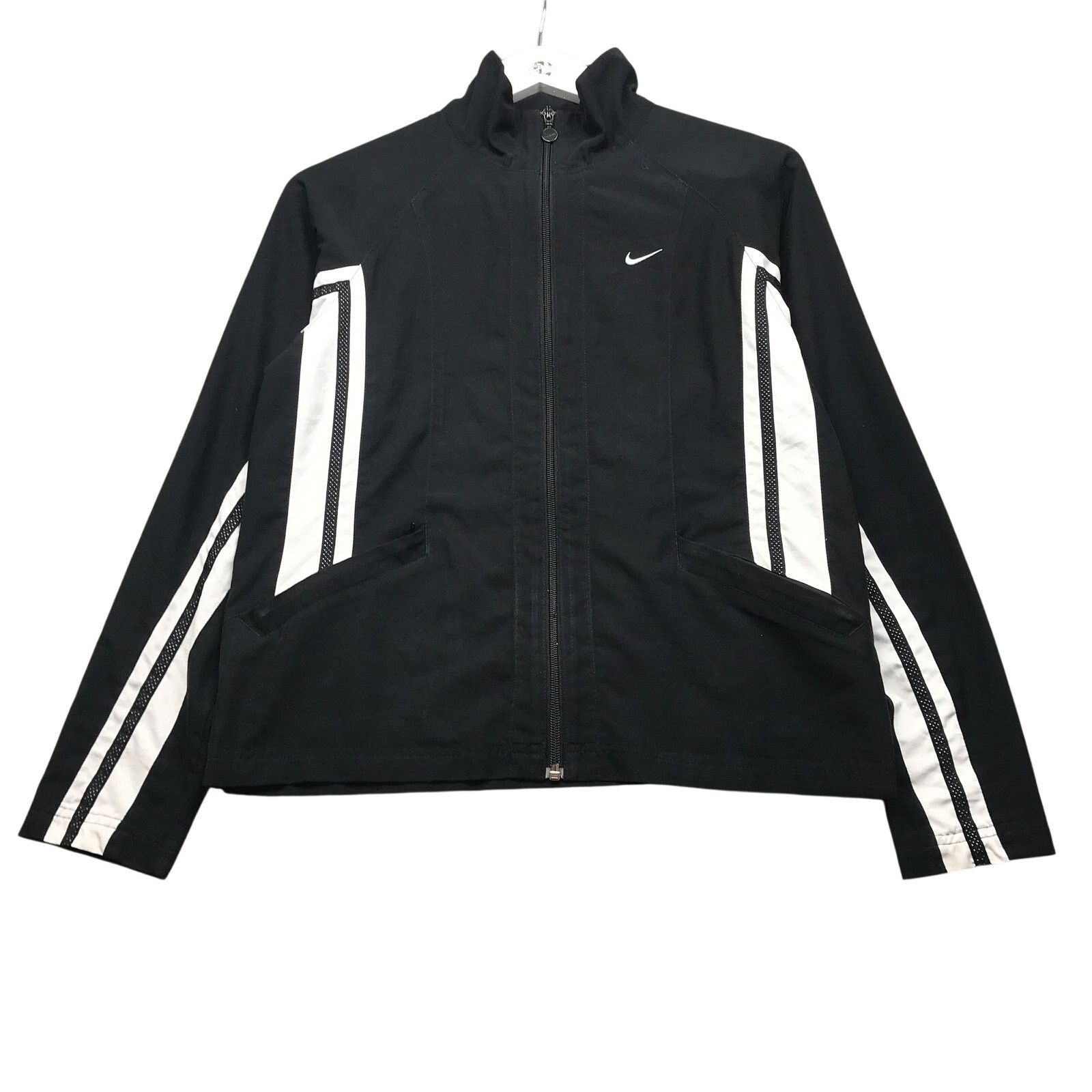 Nike Vintage Y2K Nike Lined Track Jacket Womens Small Black White Size S / US 4 / IT 40 - 1 Thumbnail
