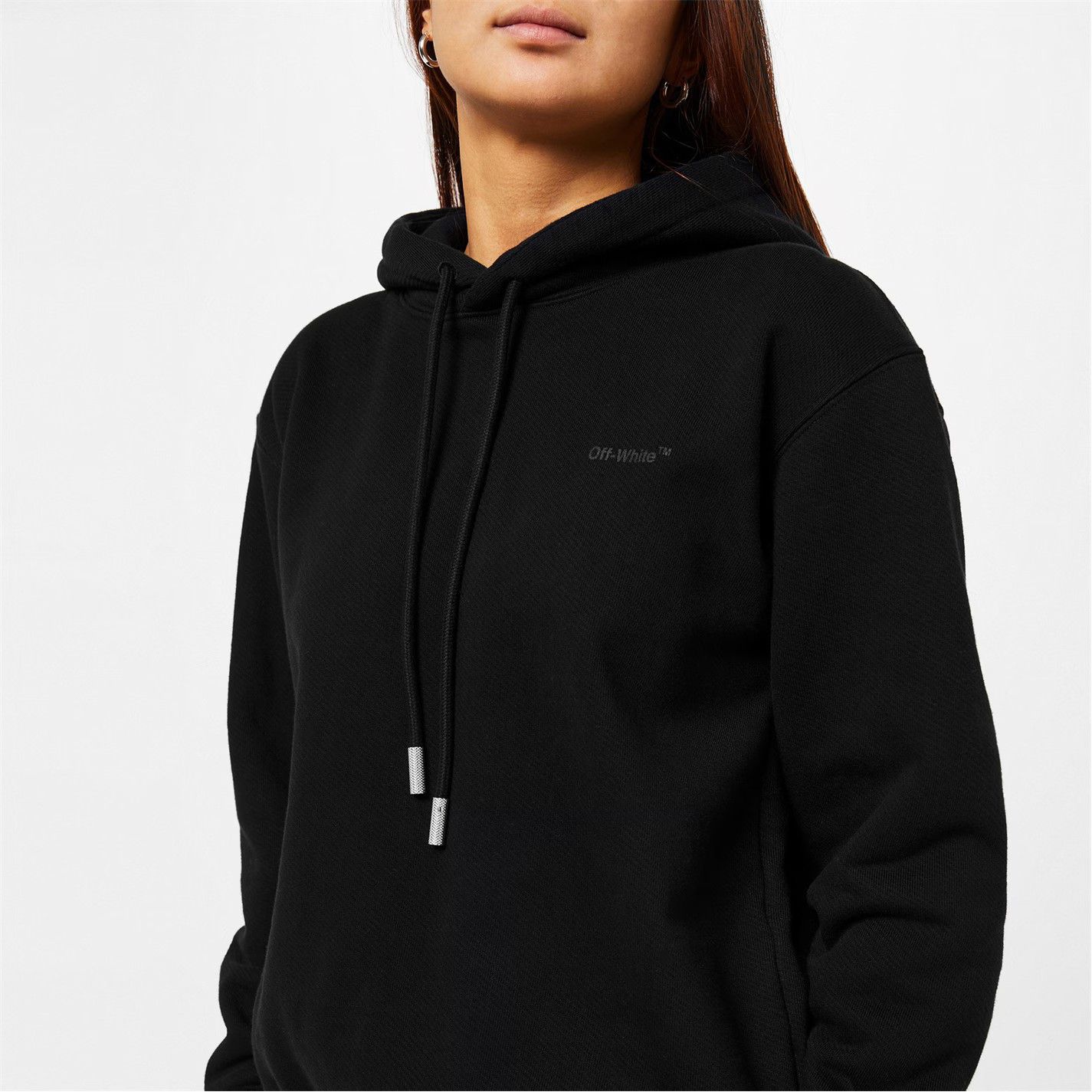 Off-White o1g2r1mq1224 Diagonal Logo Hoodie in Black Size XL / US 12-14 / IT 48-50 - 4 Thumbnail