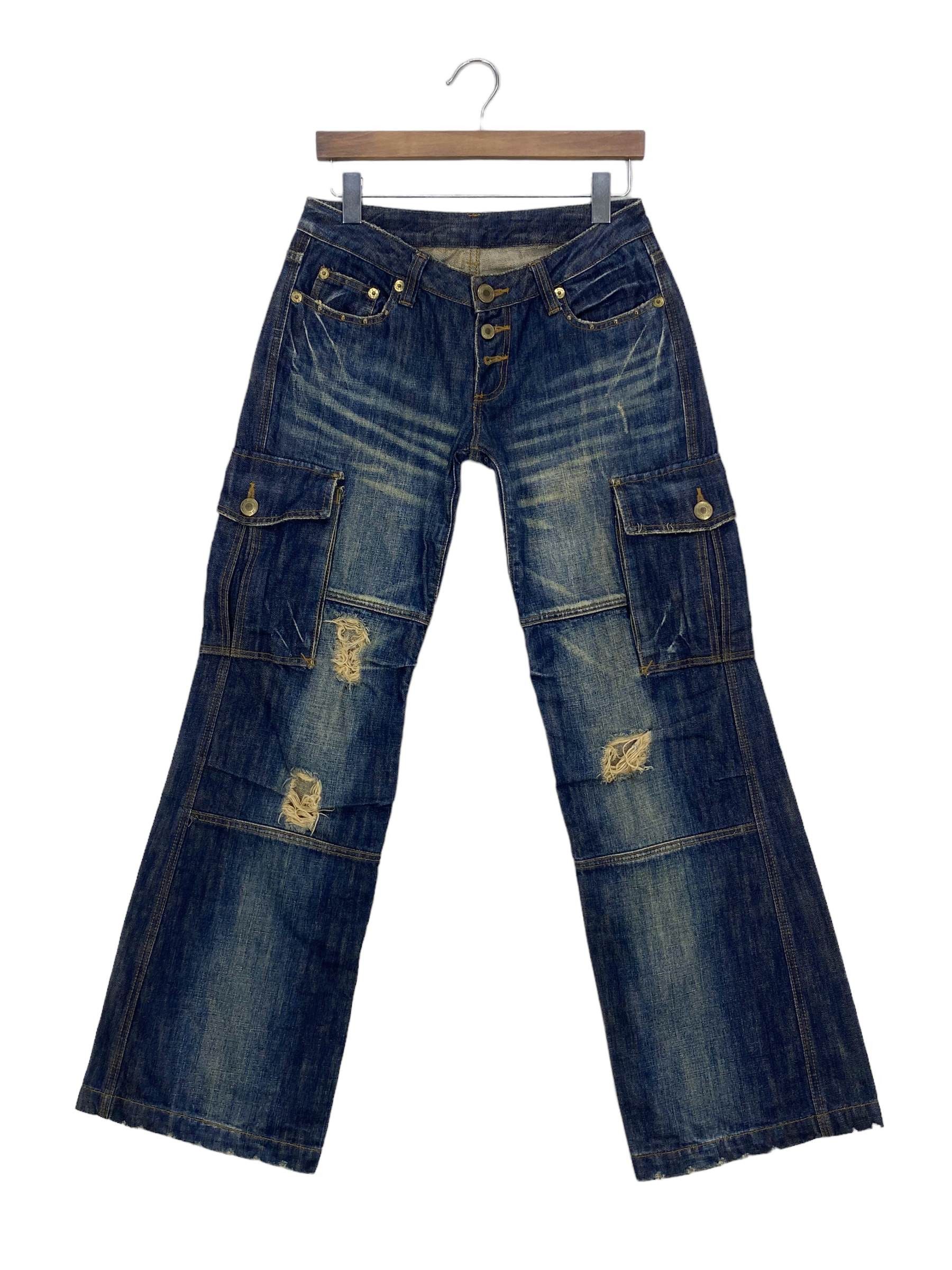 image of Distressed Denim Alice Bootcut Cargo Pants Distressed Workwear in Blue, Women's (Size 29)