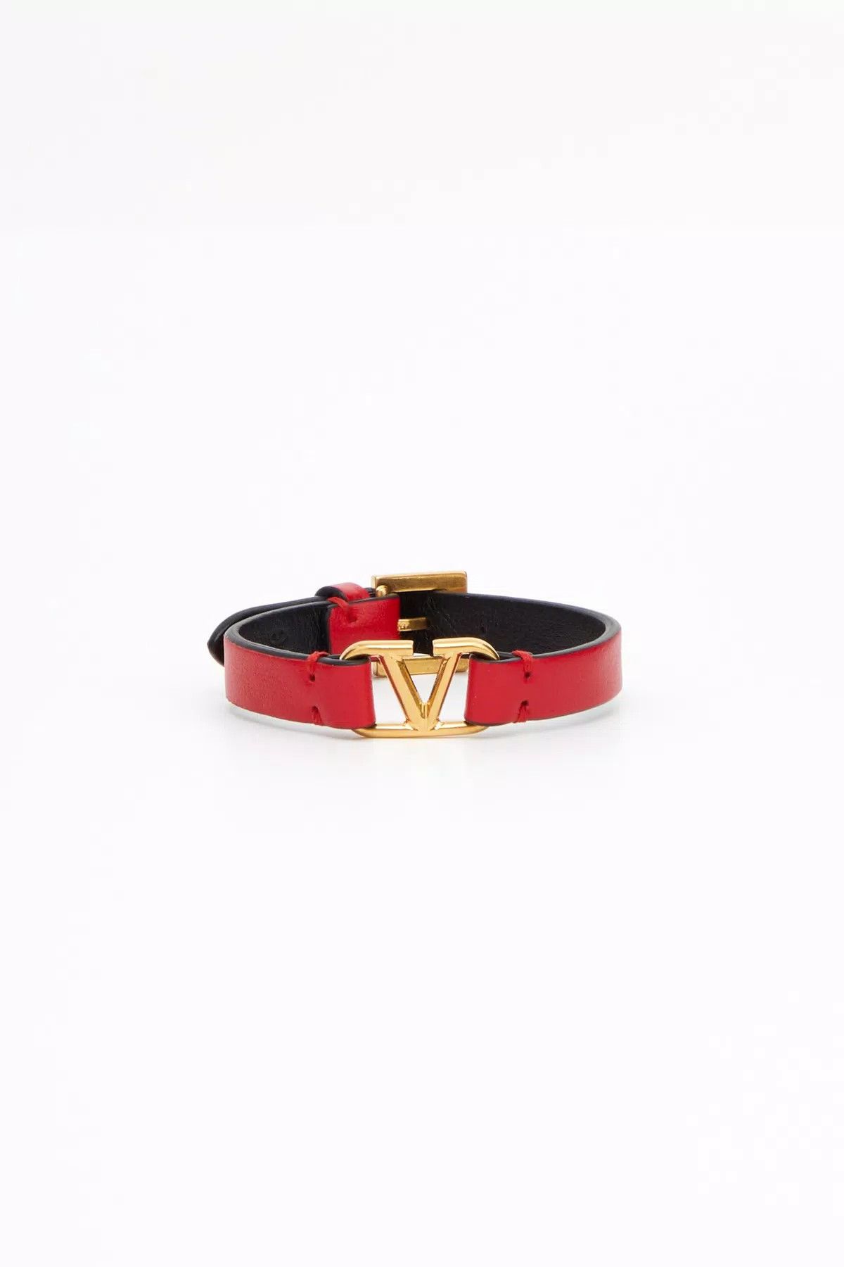 Valentino oc11z0725 Size:OS/Vlogo Signature Calfskin Bracelet in Red Size ONE SIZE - 1 Preview