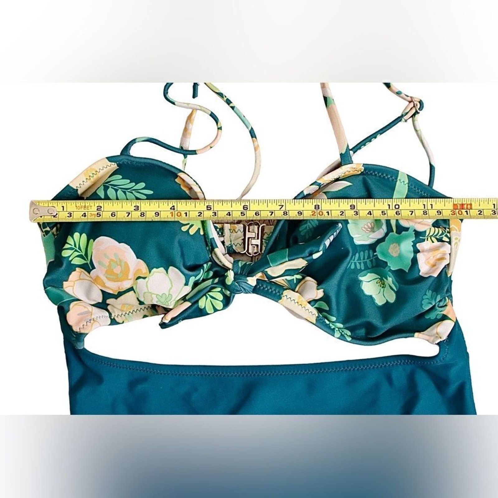 Other Tropical Floral Open Tummy Teal Moderate 1pc Swimsuit SMALL Size S / US 4 / IT 40 - 3 Thumbnail