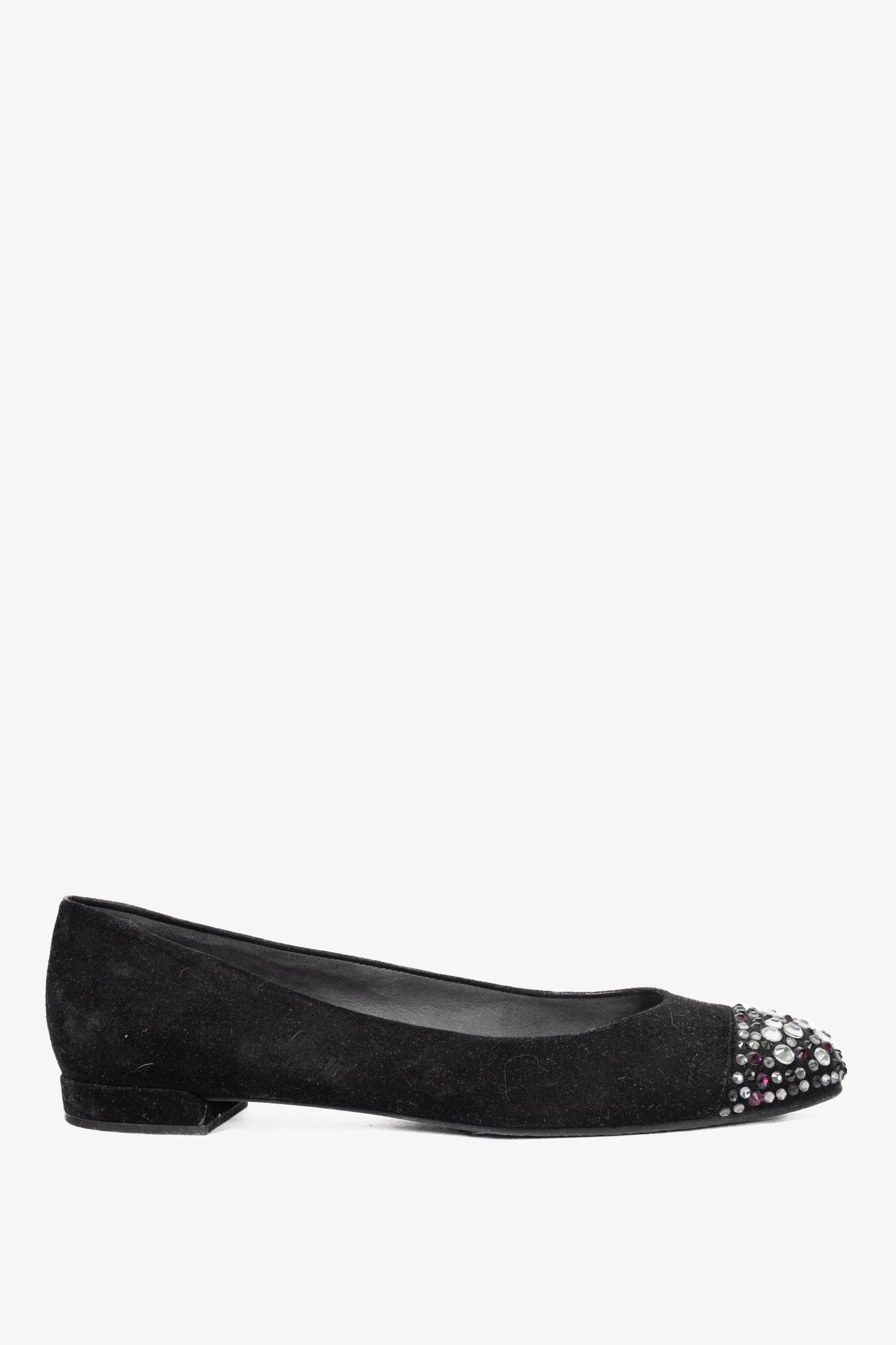 Stuart Weitzman Stuart Weitzman Bubbly Suede Crystal-Cap-Toe Ballet Flats Size US 8.5 / IT 38.5 - 2 Thumbnail