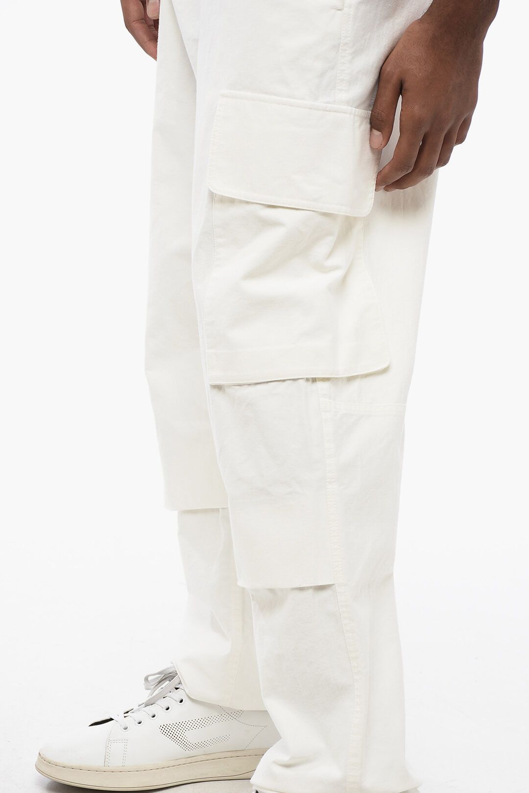 Jil Sander og1mm0625 Hidden Fastening Cotton Cargo Pant in White Size US 30 / EU 46 - 3 Thumbnail