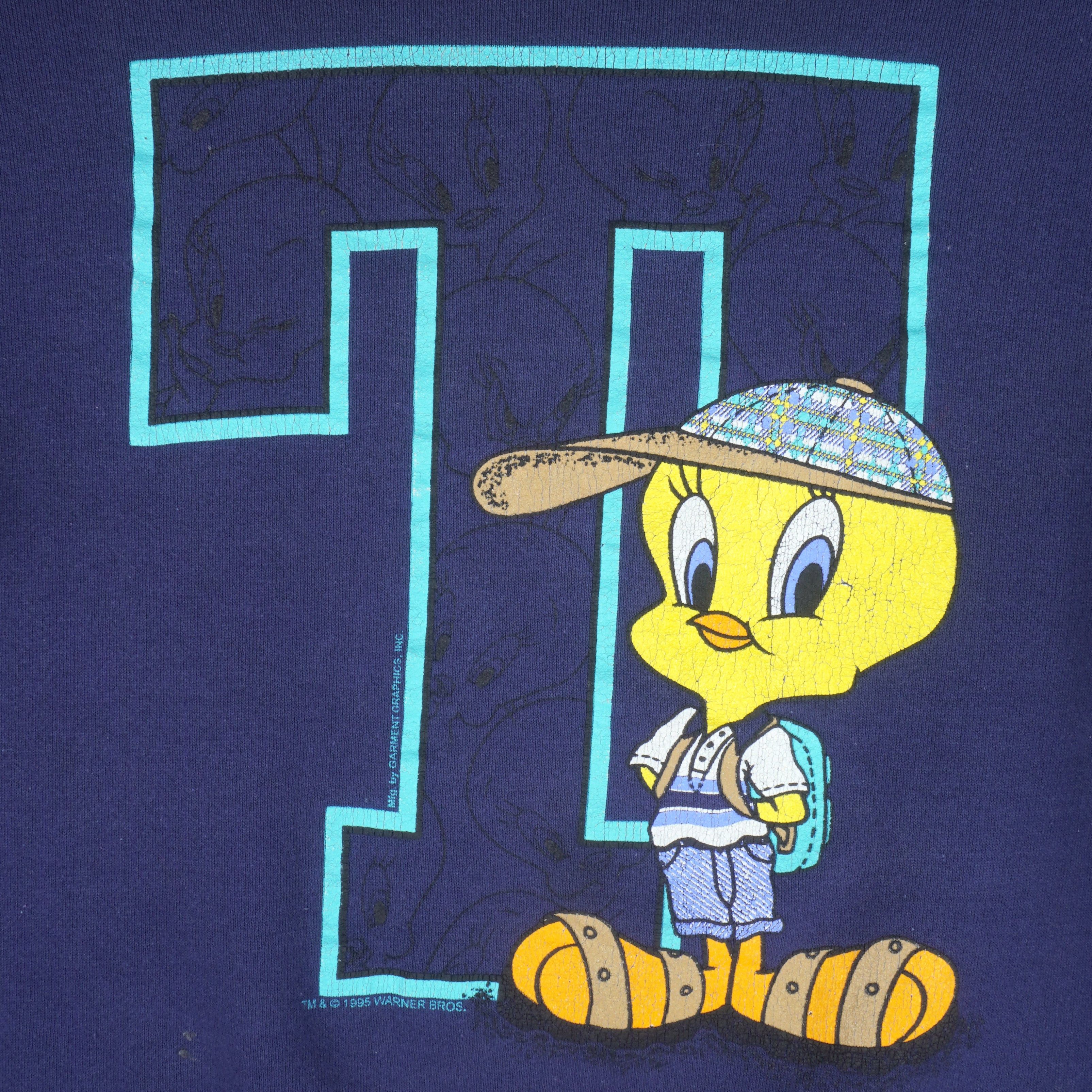Vintage Looney Tunes - Tweety Big T Crew Neck Sweatshirt 1995 Size US M / EU 48-50 / 2 - 3 Thumbnail