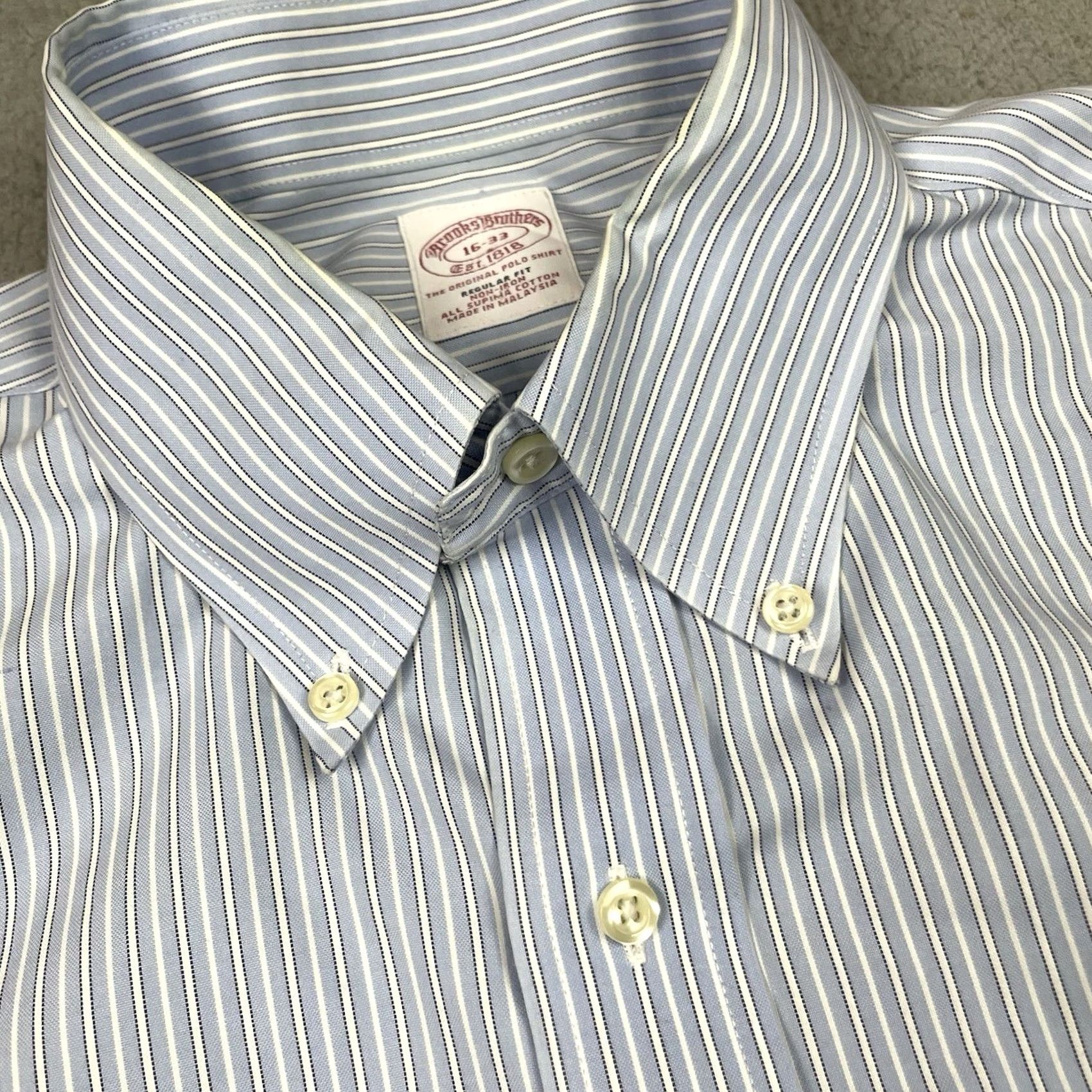 Brooks Brothers VINTAGE Brooks Brothers Shirt Mens 16-33 Blue Traditional Fit No Iron Button-Down Pocket Crewed by Brooks Brothers 346 Size US L / EU 52-54 / 3 - 4 Thumbnail