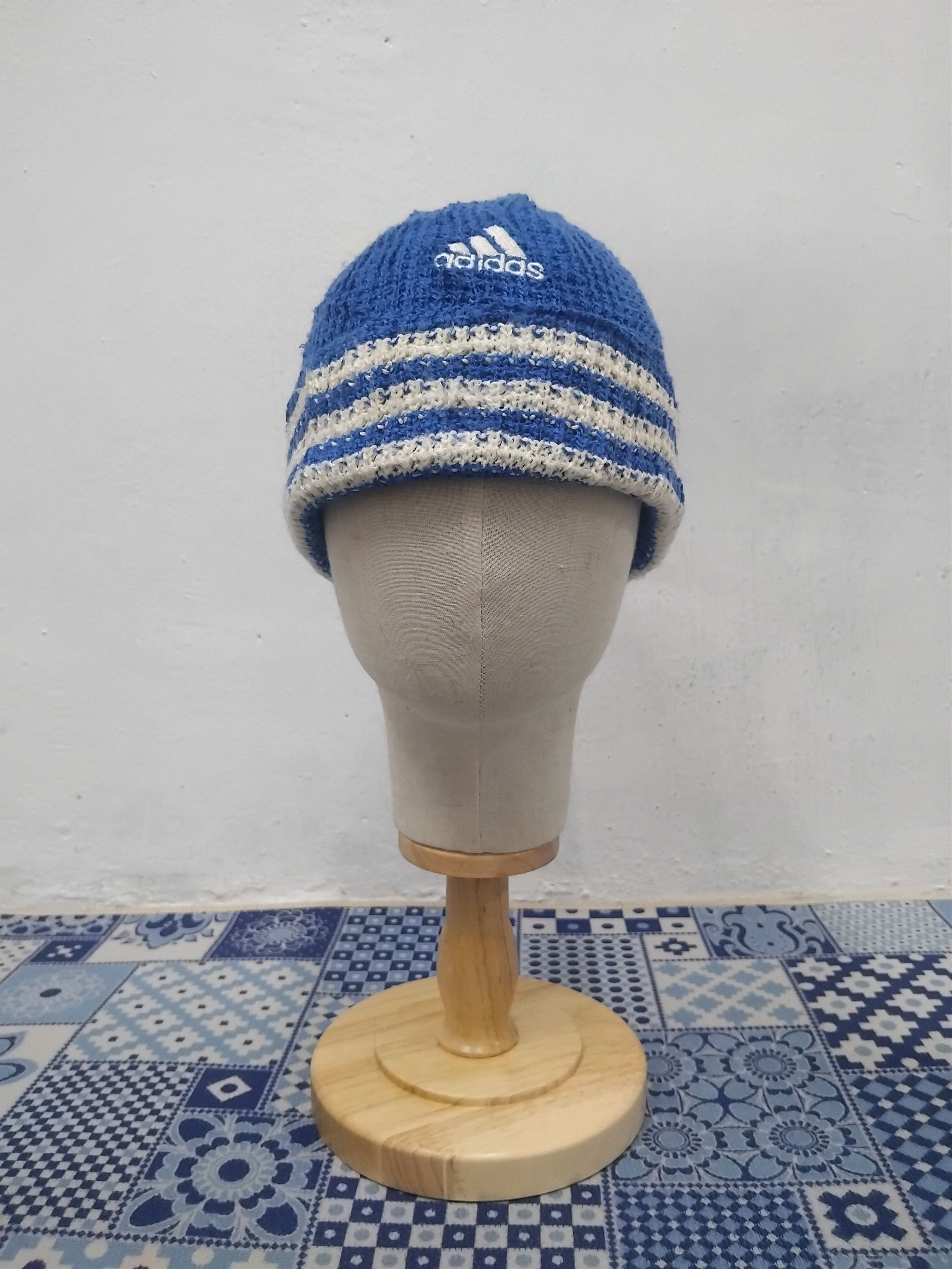 Adidas Adidas stripe blue colour short beanie Size ONE SIZE - 5 Thumbnail