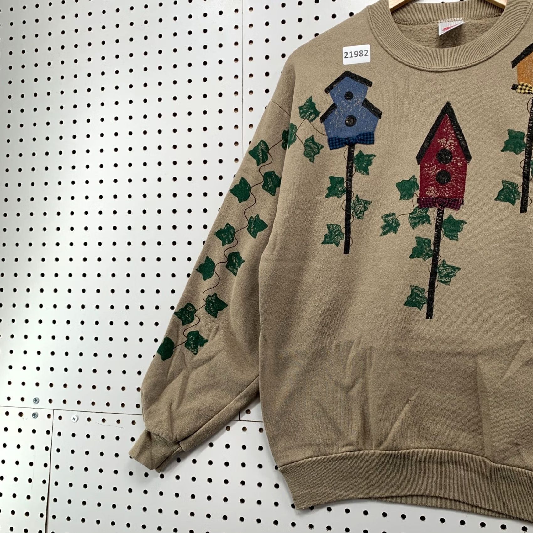 Jerzees VINTAGE Birdhouse Leaf Sweatshirt Brown Mens L Crewneck Pullover 90s Jerzees Canvas Pullover Size US L / EU 52-54 / 3 - 3 Thumbnail