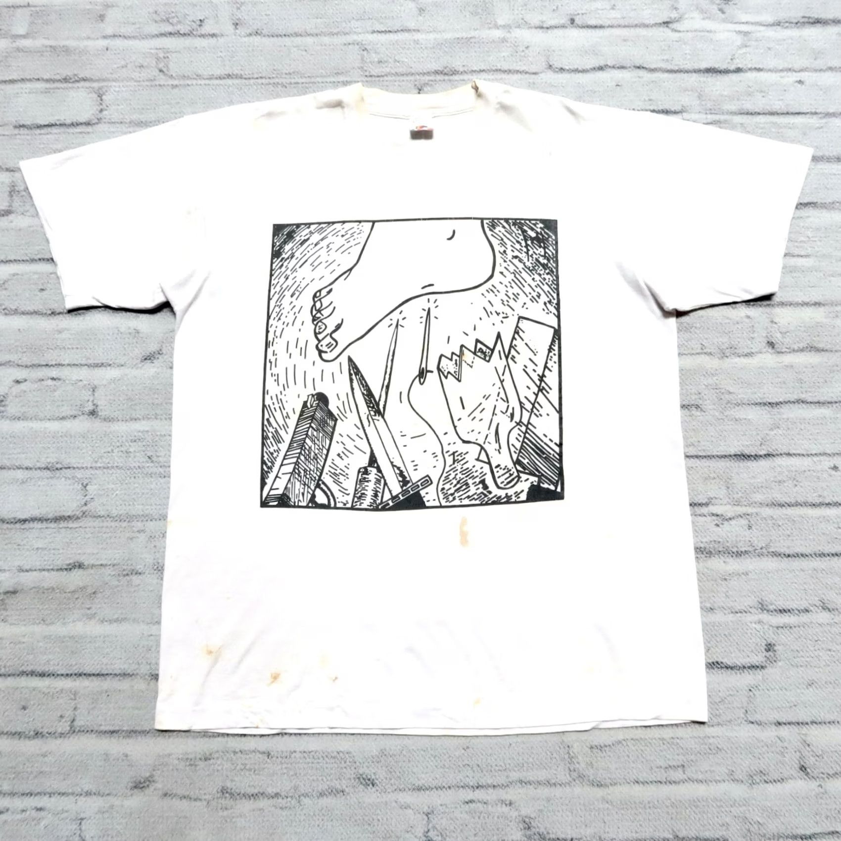 Fruit Of The Loom Vintage Talking Heads David Byrne Tour Shirt XL White Mens T-Shirt 90s Rare Vintage Shirt Size US XL / EU 56 / 4 - 2 Thumbnail