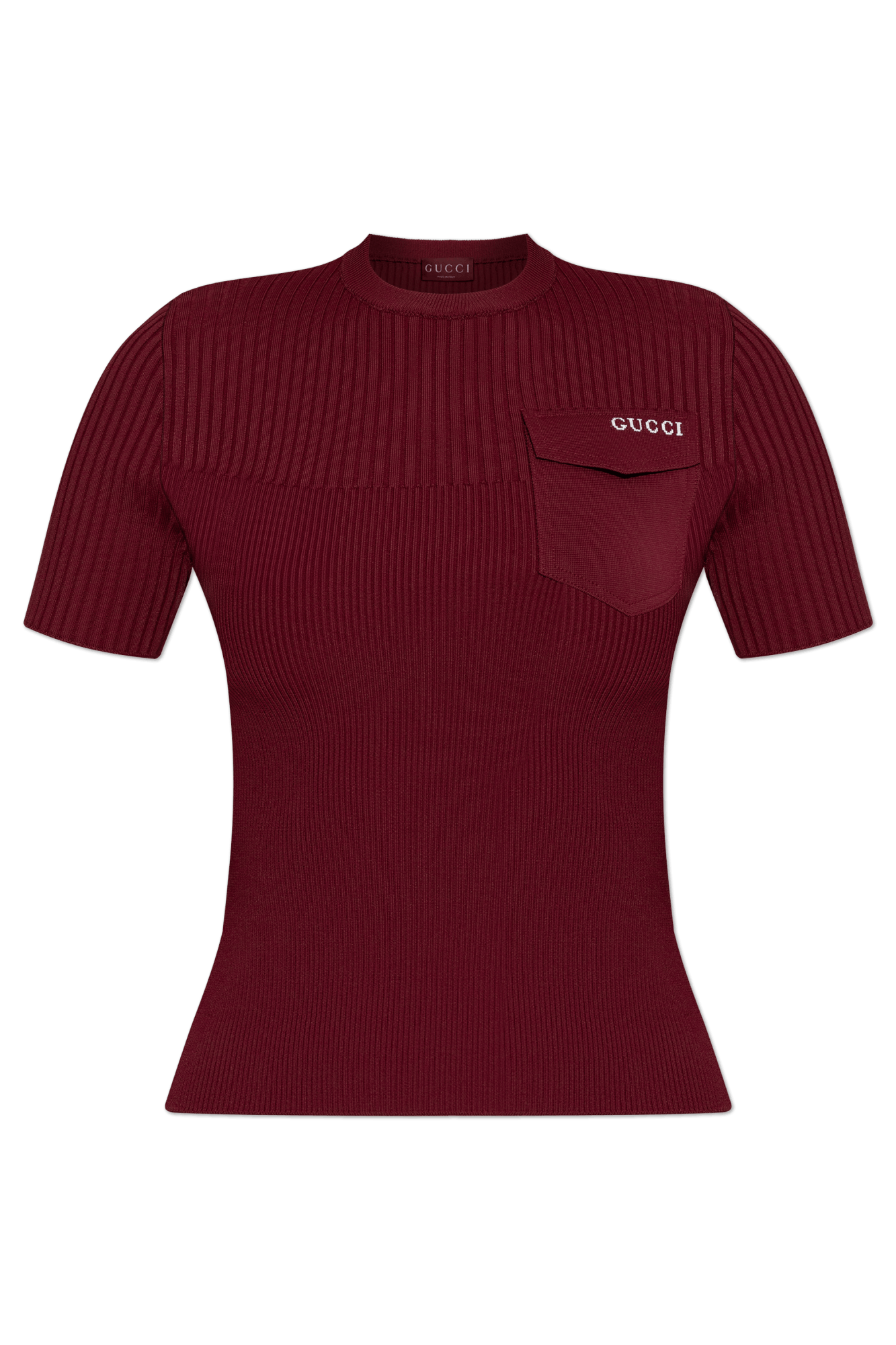 Gucci o1la5ras0526 Rib Fabric T-Shirt Top With Intarsia Size XL / US 12-14 / IT 48-50 - 1 Thumbnail