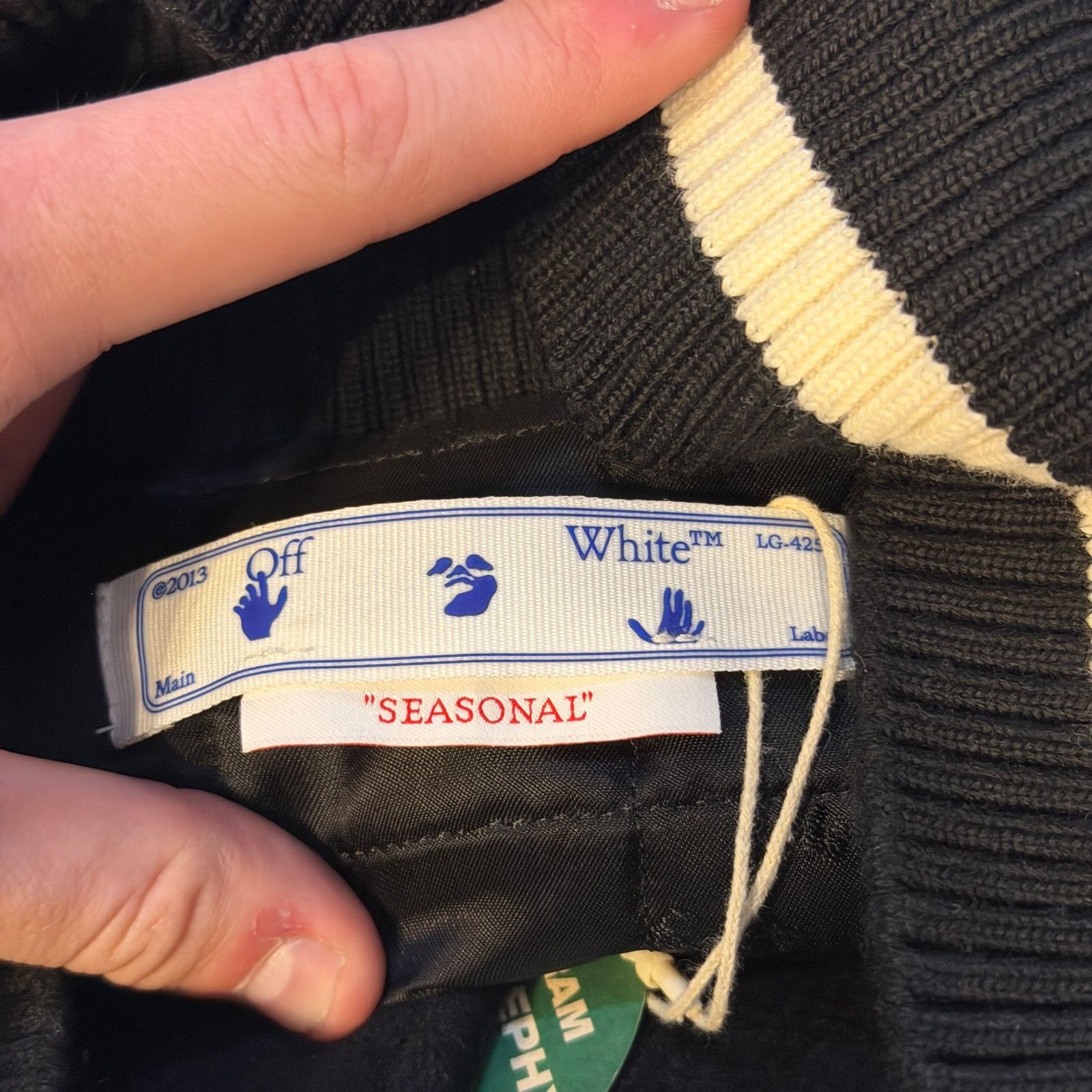 Off-White Off-White C/O Virgil Abloh Graphics Leather Varsity Jacket Size US L / EU 52-54 / 3 - 3 Thumbnail