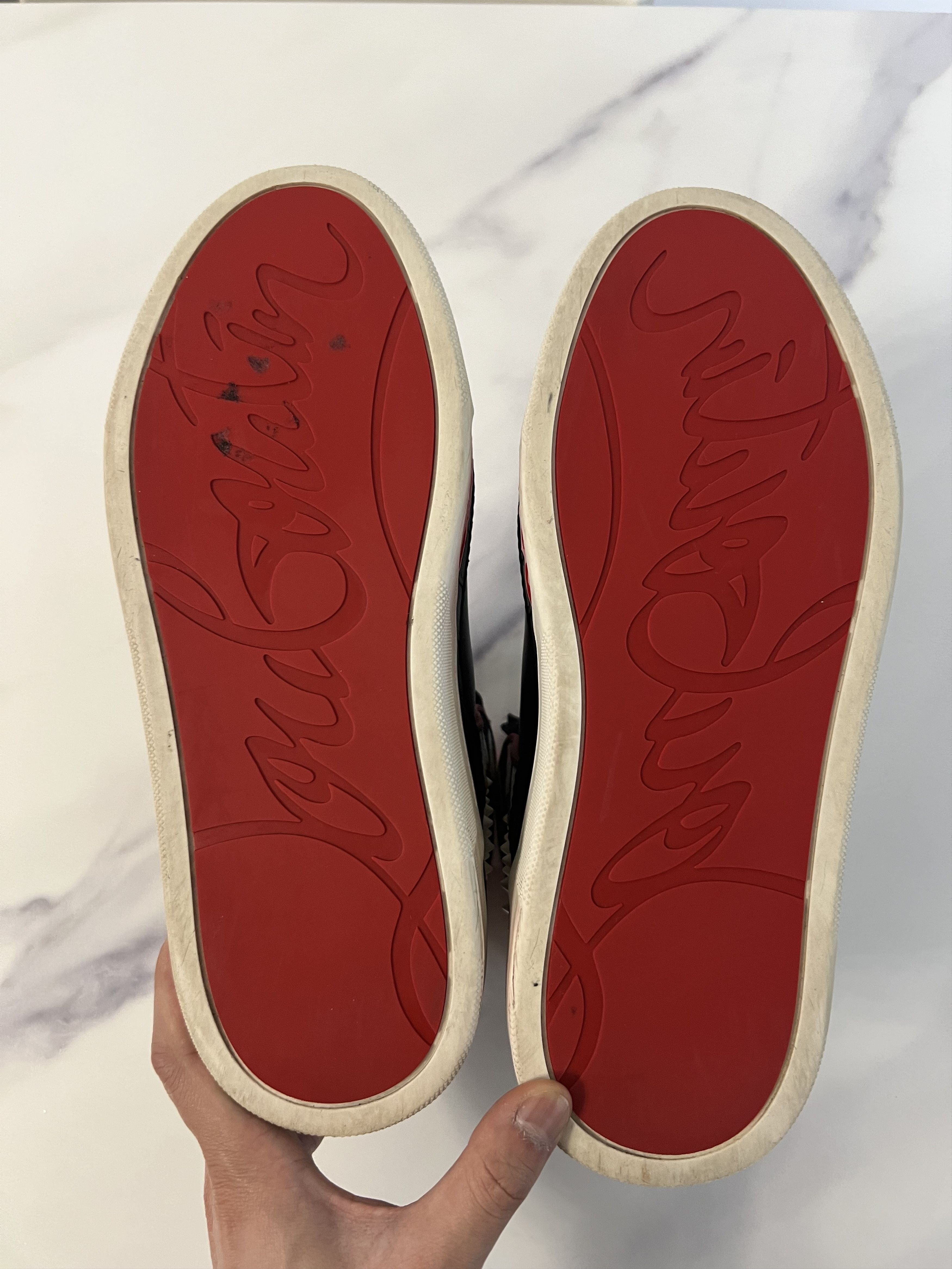 Christian Louboutin Flat Calf High Top Multicolour Leather Sneaker Size US 7.5 / EU 40-41 - 7 Thumbnail