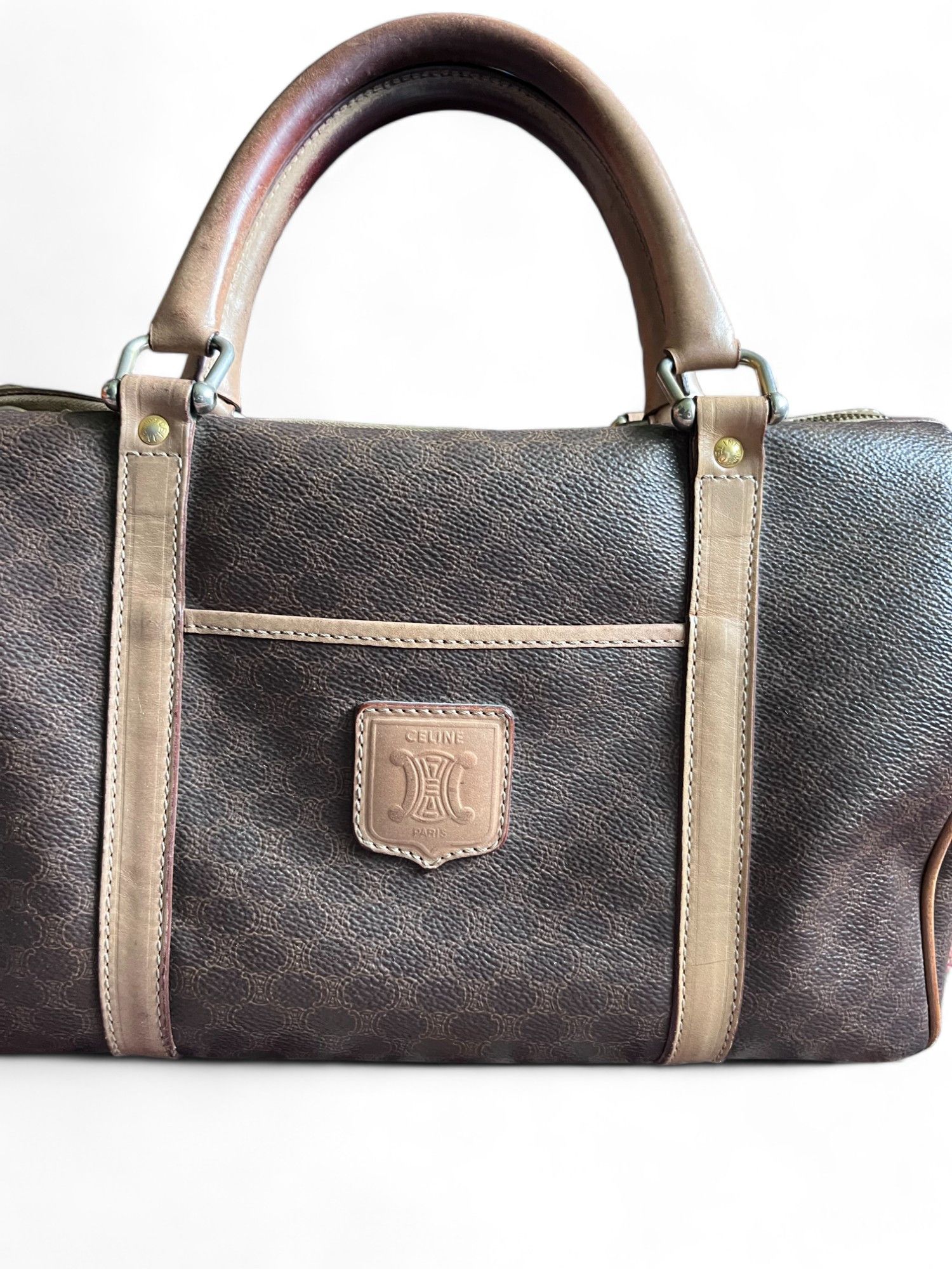 Celine Celine - Mini Boston Handbag Brown Beige Leather Monogram Size ONE SIZE - 2 Thumbnail