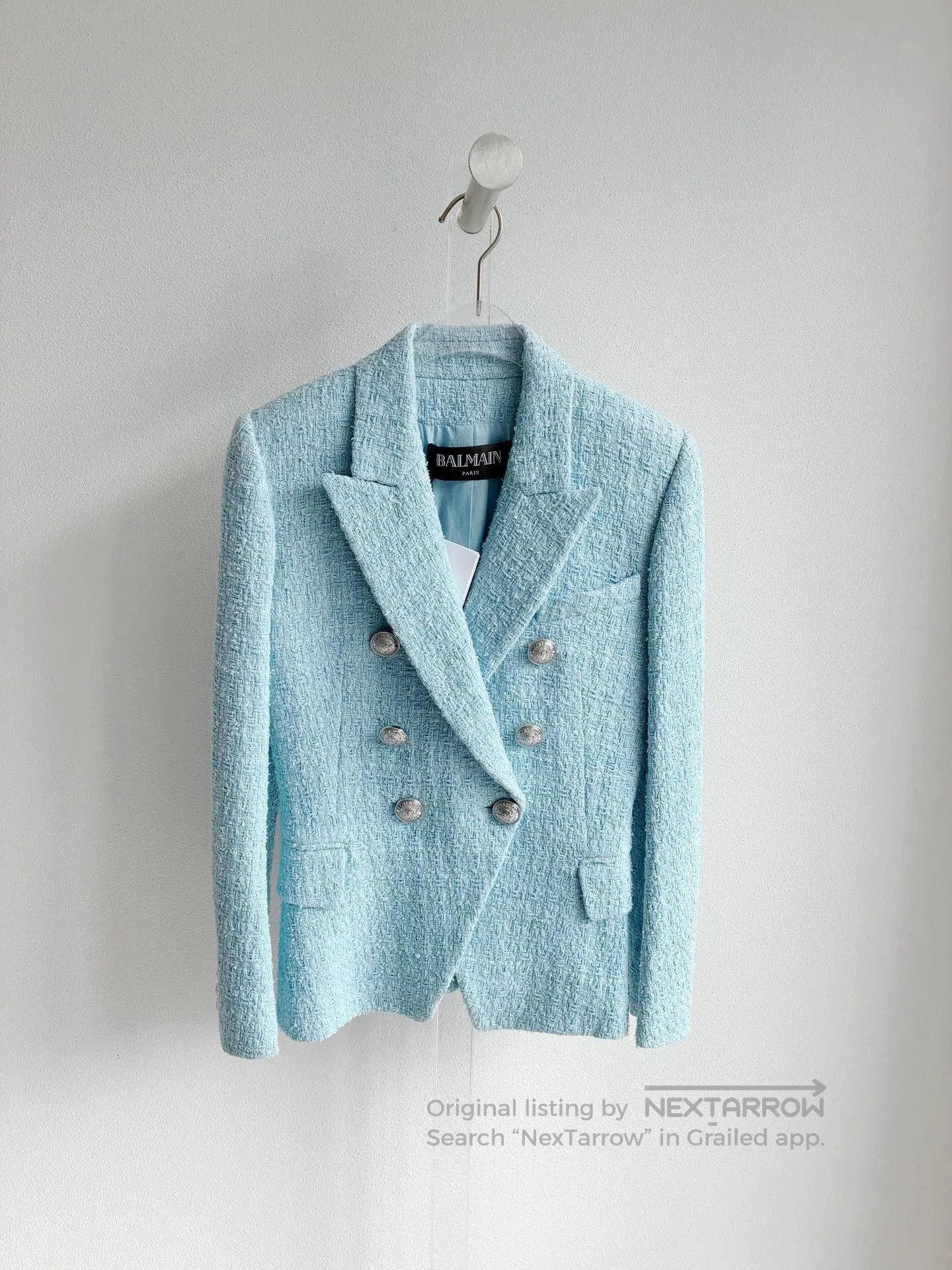 Balmain Balmain Sky Blue Tweed Jacket Size 36. Size XS / US 0-2 / IT 36-38 - 5 Thumbnail