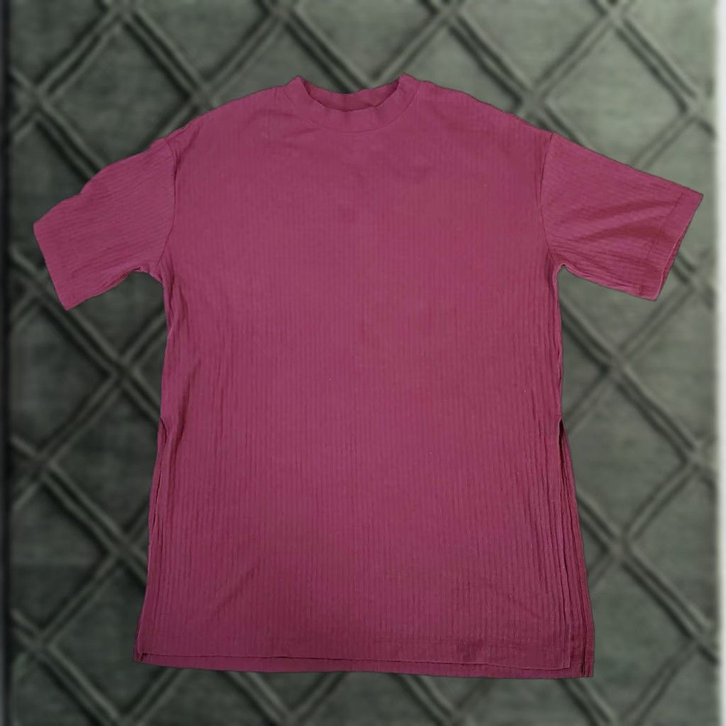 Vintage Dressed In Lala T-Shirt Dress Ribbed Oversized Short Sleeve Side Slits Red Small Womens Size S / US 4 / IT 40 - 1 Thumbnail
