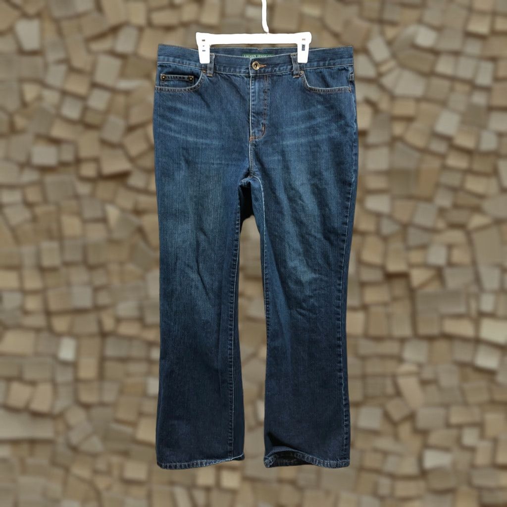 Ralph Lauren VINTAGE LRL Jeans Size 12 Womens Mid Rise Dark Wash Blue Denim Straight Leg Size 34" / US 12 / IT 48 - 1 Thumbnail