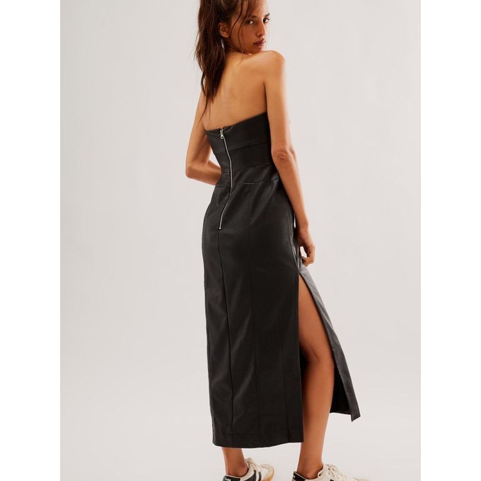 Free People New Free People Mira Dress FAUX LEATHER MIDI $168 SIZE 0 Size XS / US 0-2 / IT 36-38 - 3 Thumbnail