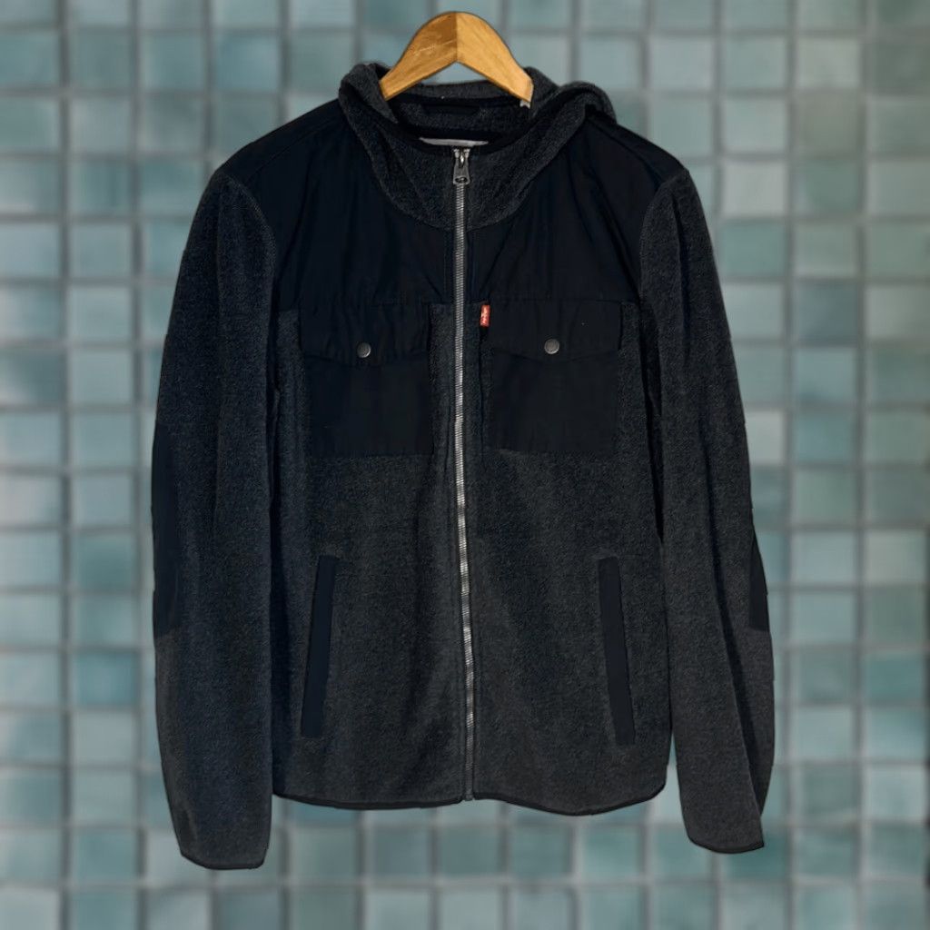 Levi's VINTAGE Levi’s Men’s Black Hooded Mixed Media Jacket S Small Full zip Mens Black Mixed Media Size US S / EU 44-46 / 1 - 1 Thumbnail