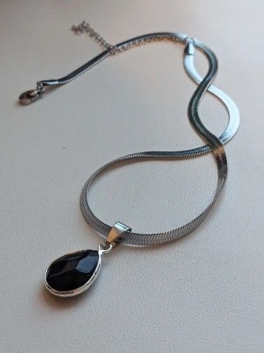 Japanese Brand Gothic Water Drop Black Obsidian Necklace Size ONE SIZE - 6 Thumbnail