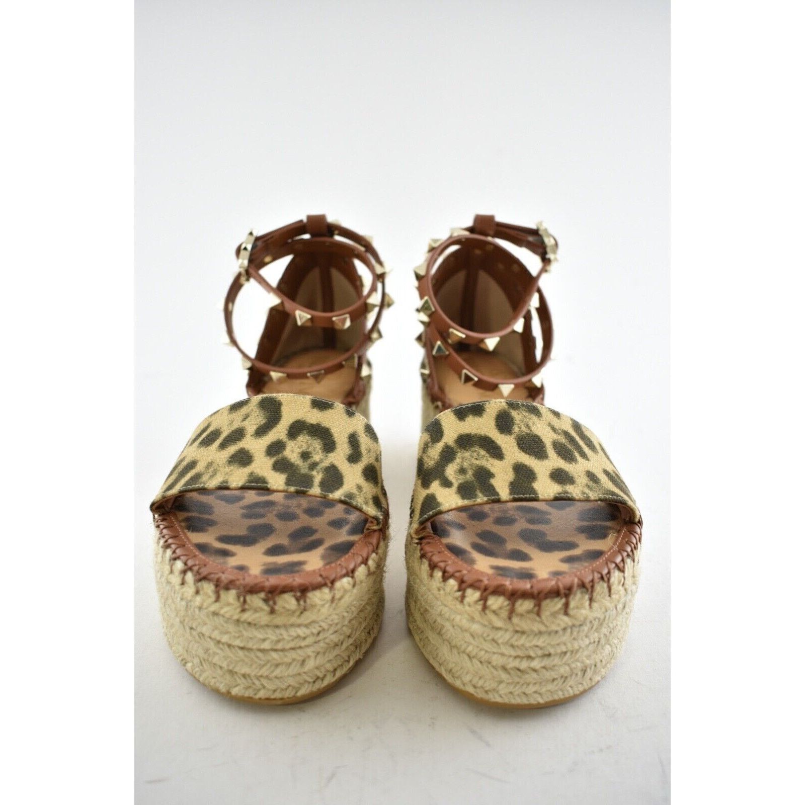 Valentino Valentino Rockstud Leopard Black Ankle Strap Platform Size US 8 / IT 38 - 6 Thumbnail