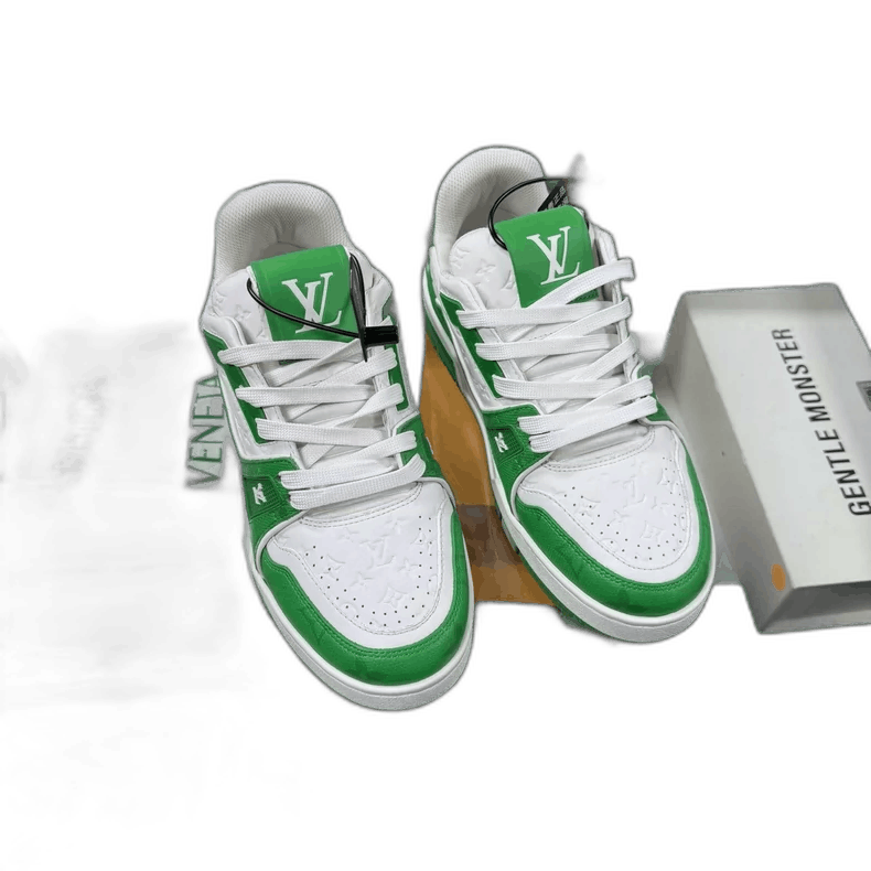 LV Trainer Sneakers in White and Green