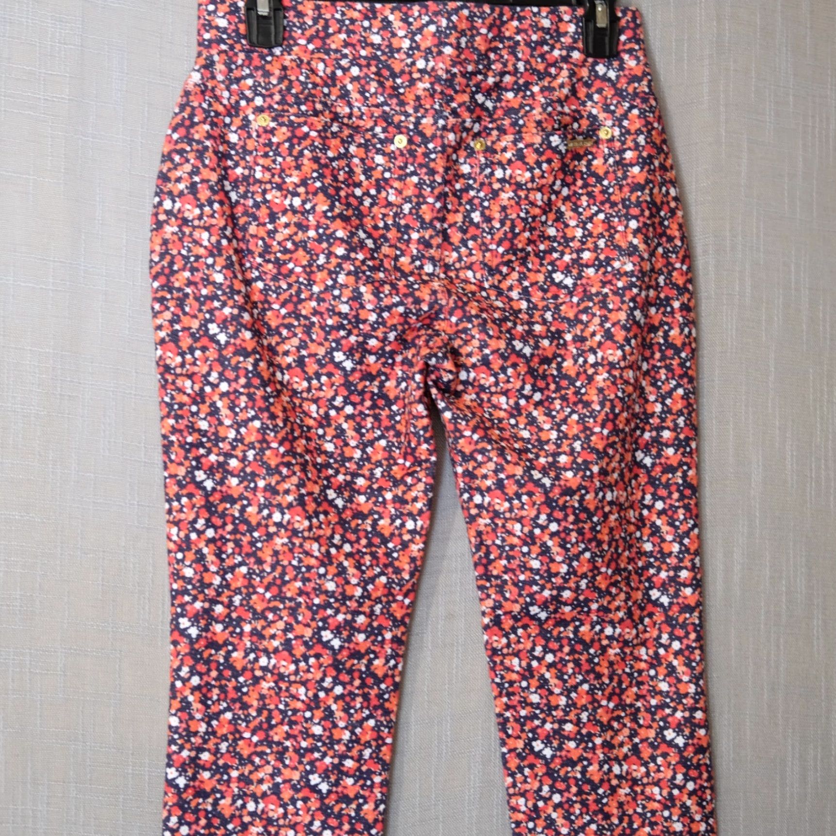 Michael Kors Michael Kors Skinny Jeans Jegging Pull On Floral Womens S Navy/Red/Orange Red/Pink/White XS? No, size S. Size 28" / US 6 / IT 42 - 6 Thumbnail
