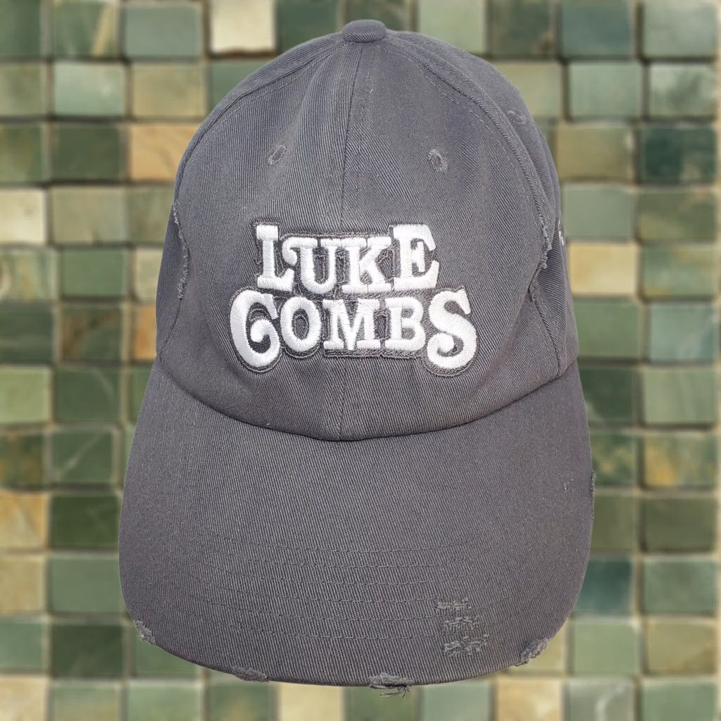 Vintage Luke Combs Miller Lite Concert Tour Distressed Canvas Hat Gray Adjustable NWOT Size ONE SIZE - 1 Thumbnail