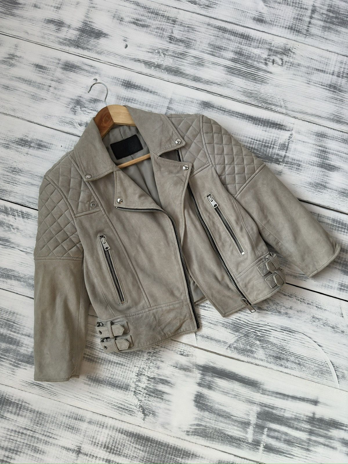 Allsaints ALLSAINTS Suede Beattie Biker Leather Jacket UK 8 / US 4 Size S / US 4 / IT 40 - 13 Thumbnail