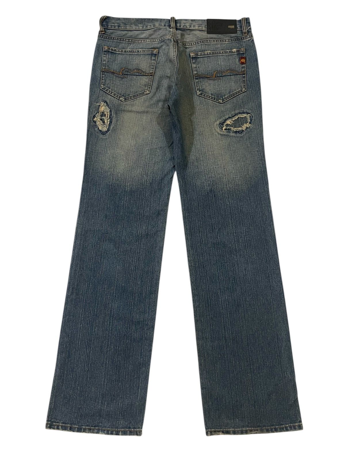 Japanese Brand Custom Culture Damage Repaired Straight Denim DAIRIKU Styled Size US 33 - 10 Thumbnail