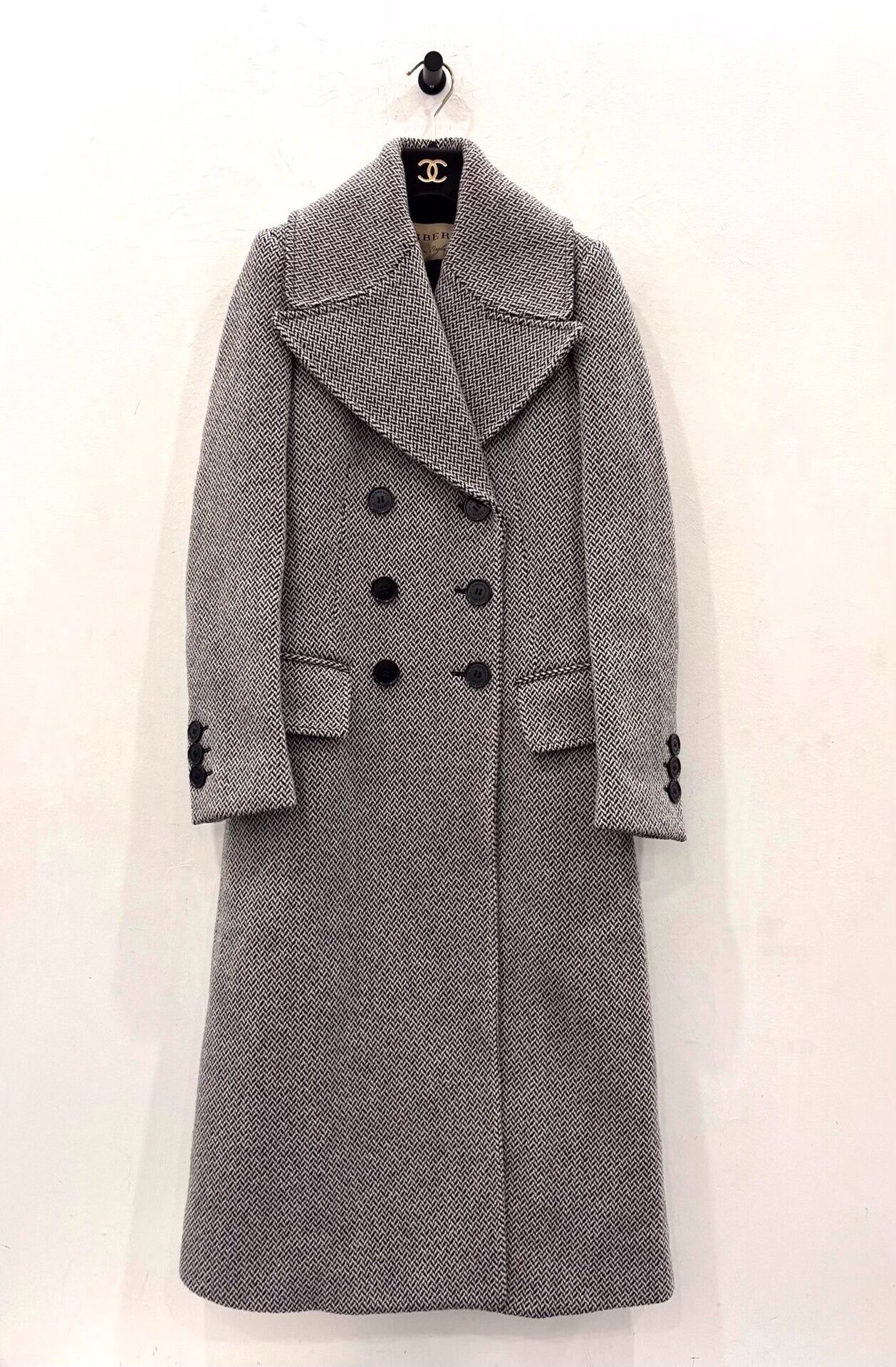Burberry Burberry London Black White Houndstooth Wool Trench Coat Size XXS / US 00 / IT 34 - 1 Thumbnail