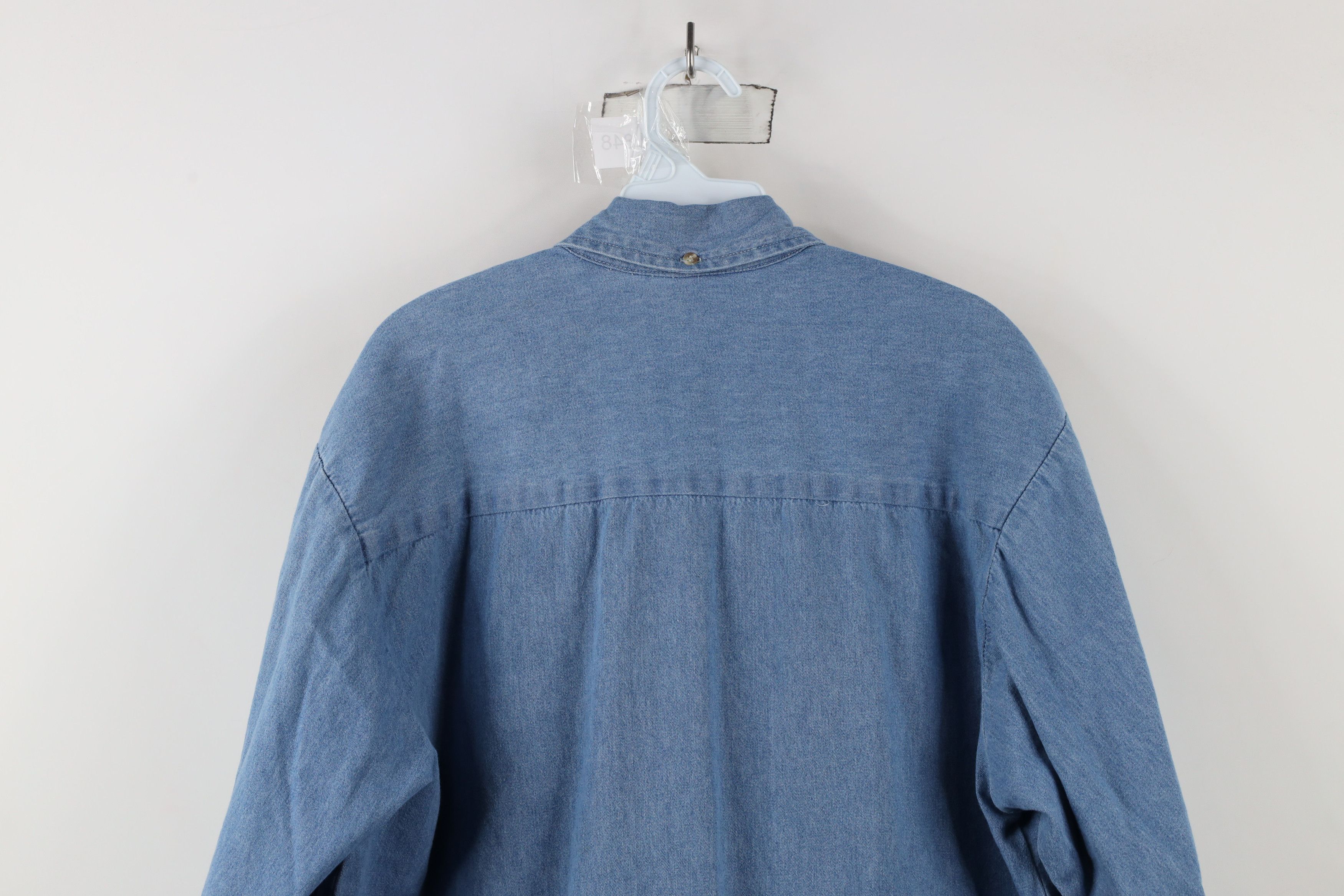 Vintage Vintage 90s Streetwear Blank Denim Jean Button Down Shirt Size US M / EU 48-50 / 2 - 14 Thumbnail