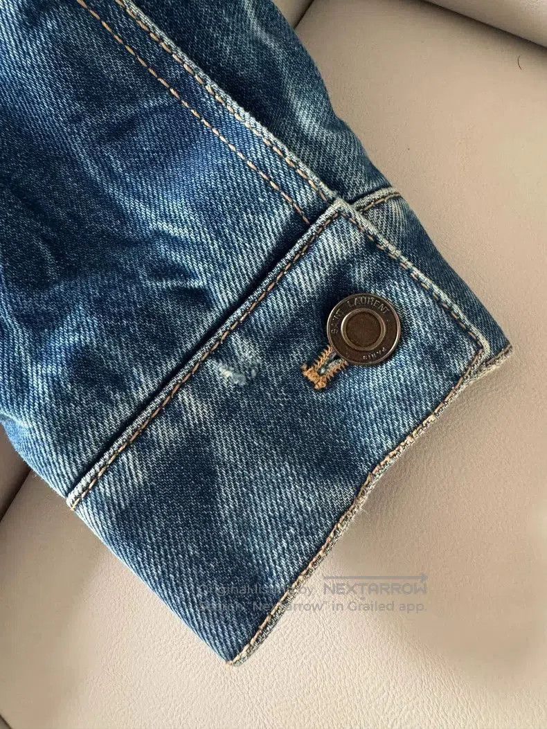 Saint Laurent Paris Saint Laurent Shearling Collar Denim Jacket. Size US S / EU 44-46 / 1 - 4 Thumbnail