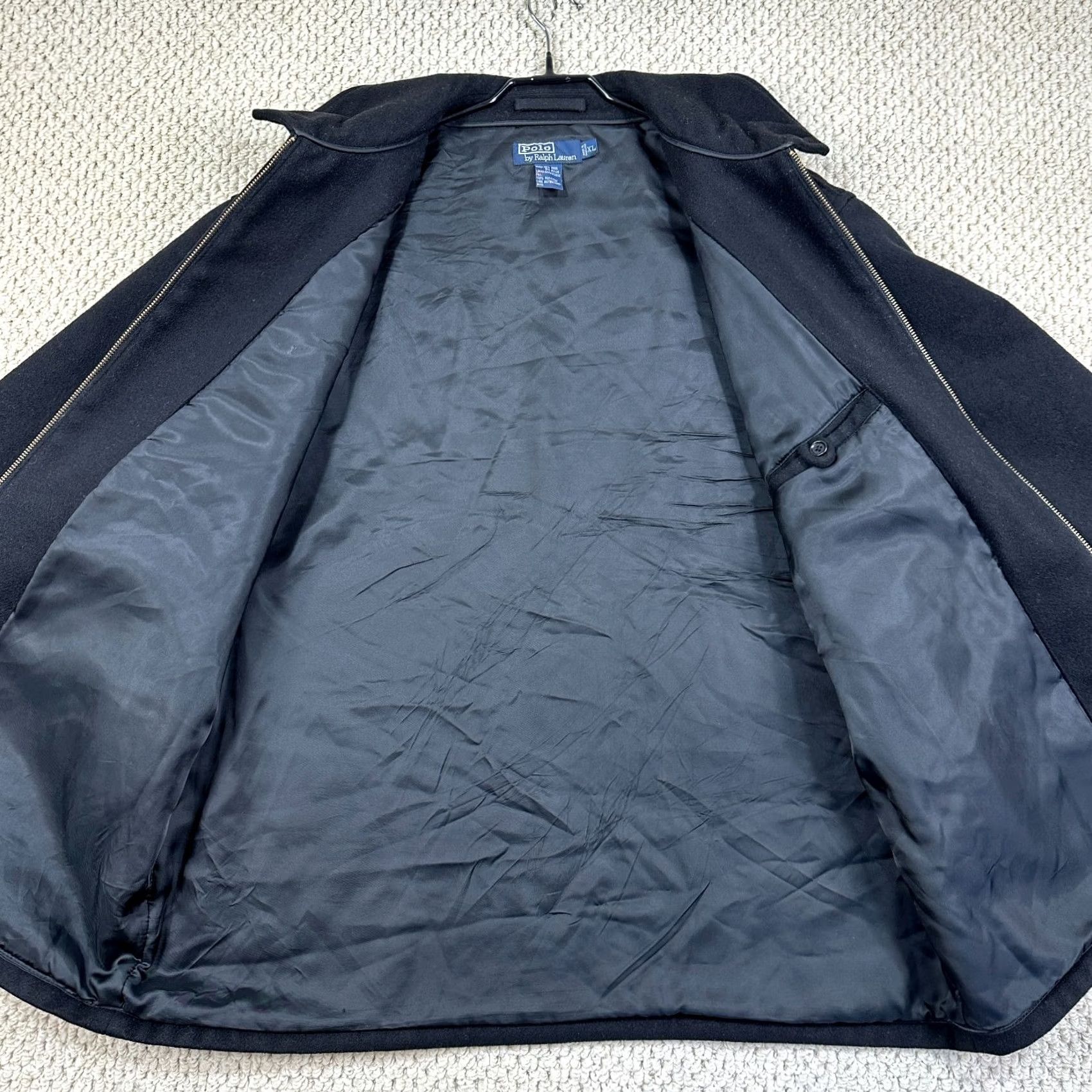 Polo Ralph Lauren VINTAGE Polo Ralph Lauren Jacket Mens XL Black Wool Blend Full Zip Buckle Sides 90s Size US XL / EU 56 / 4 - 4 Thumbnail