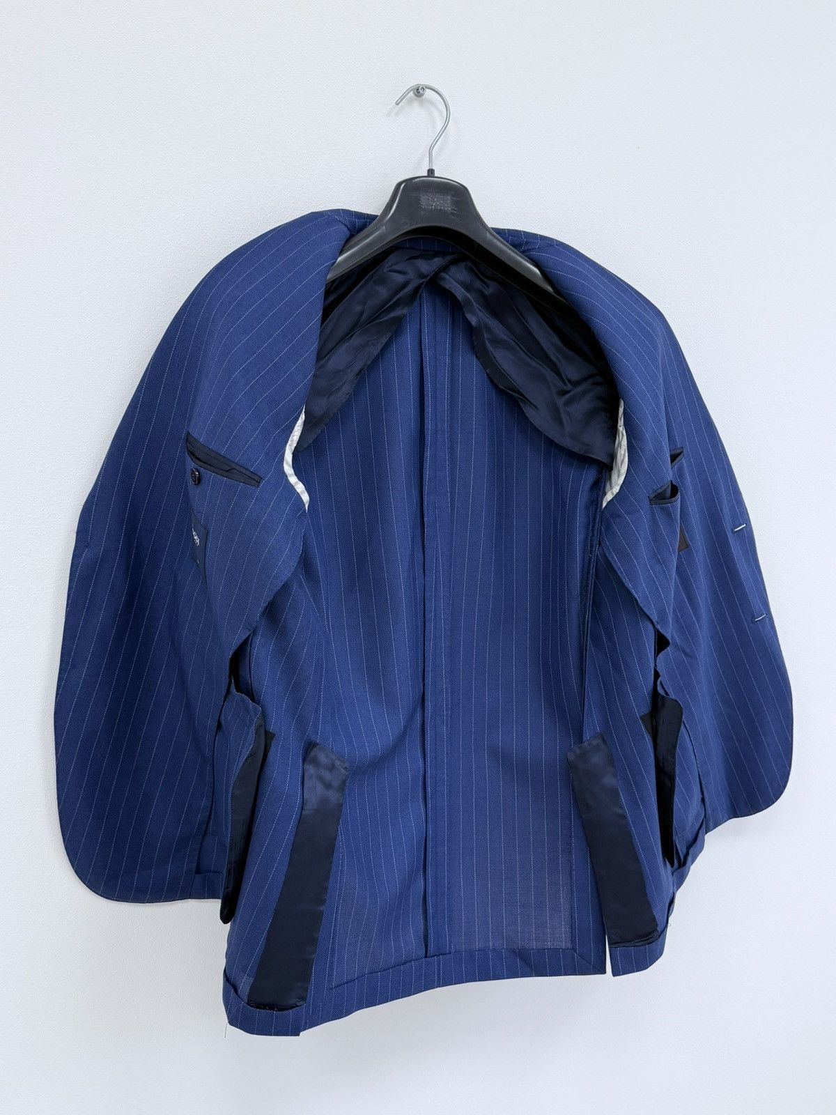 Boggi Boggi Milano Navy Blue Striped Wool Blazer Jacket Size 52 Size 42R - 5 Thumbnail