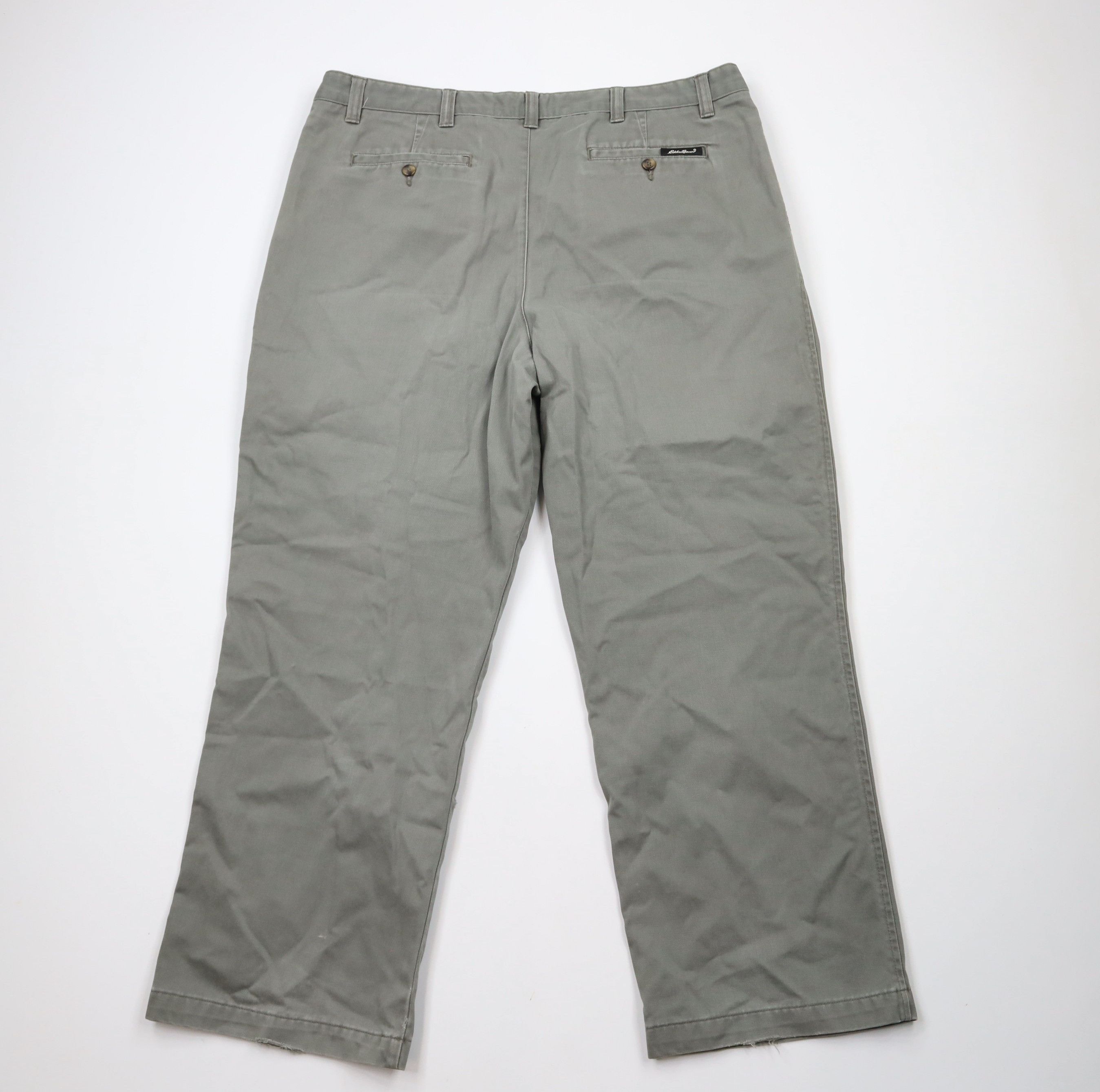 Eddie Bauer × Vintage Vintage 90s Eddie Bauer Pleated Wide Leg Chino Pants Green Size US 40 / EU 56 - 13 Thumbnail