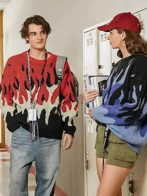 Other Fire Flame Graphic Knit Sweater Pullover streetwear style Size US L / EU 52-54 / 3 - 3 Thumbnail