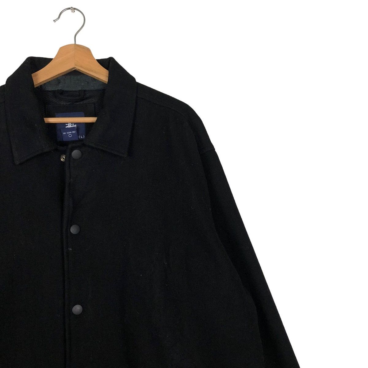 Stussy 🔥VINTAGE STUSSY WOOL JACKET BIKER RICH BLACK Size US L / EU 52-54 / 3 - 6 Thumbnail