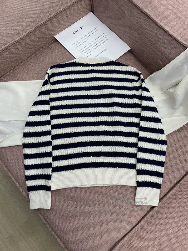 Chanel Chanel Blue and white sequin striped sweater long sleeves Size XS / US 0-2 / IT 36-38 - 3 Thumbnail