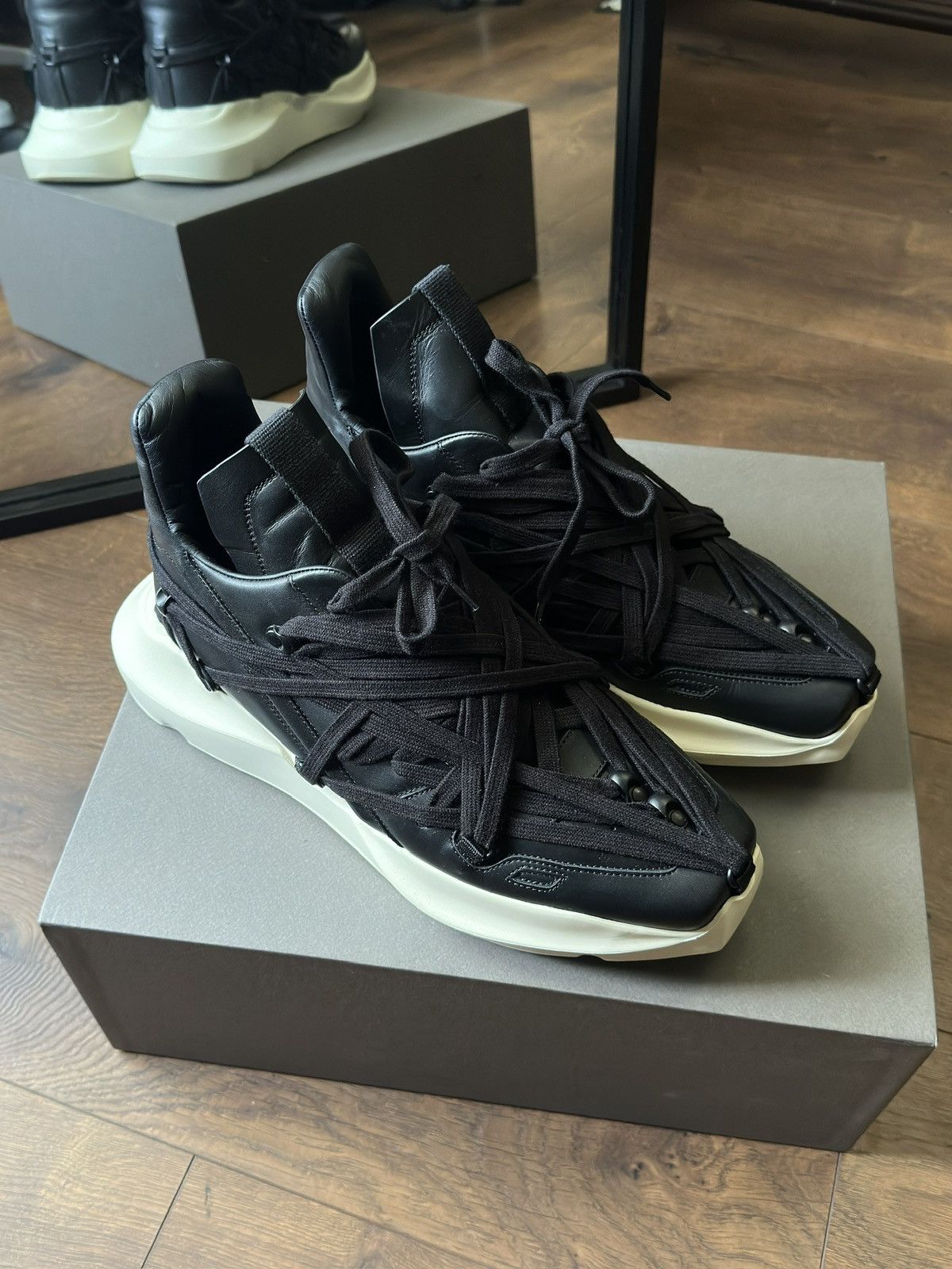 image of Rick Owens Megalaced Runners Shoes in Black, Men's (Size 11)