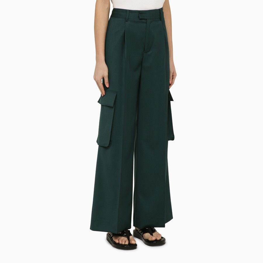 Amiri o1d2blof0724 Wool Trousers in Forest Green Size 26" / US 2 / IT 38 - 3 Thumbnail