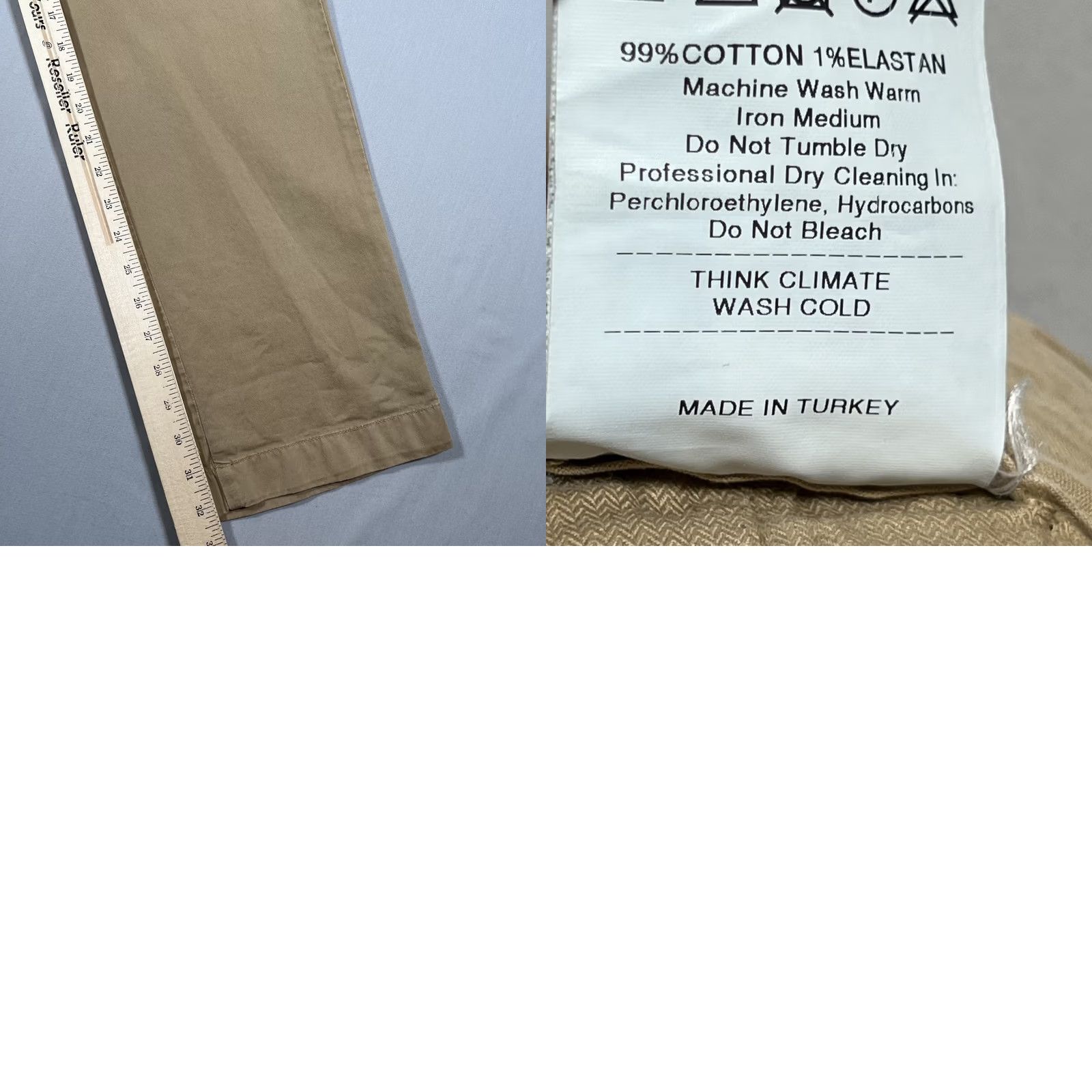Vintage Ledbury Richmond Chino Pants Men's 33 Sand Tan Flat Front Straight Leg Size US 33 - 9 Thumbnail