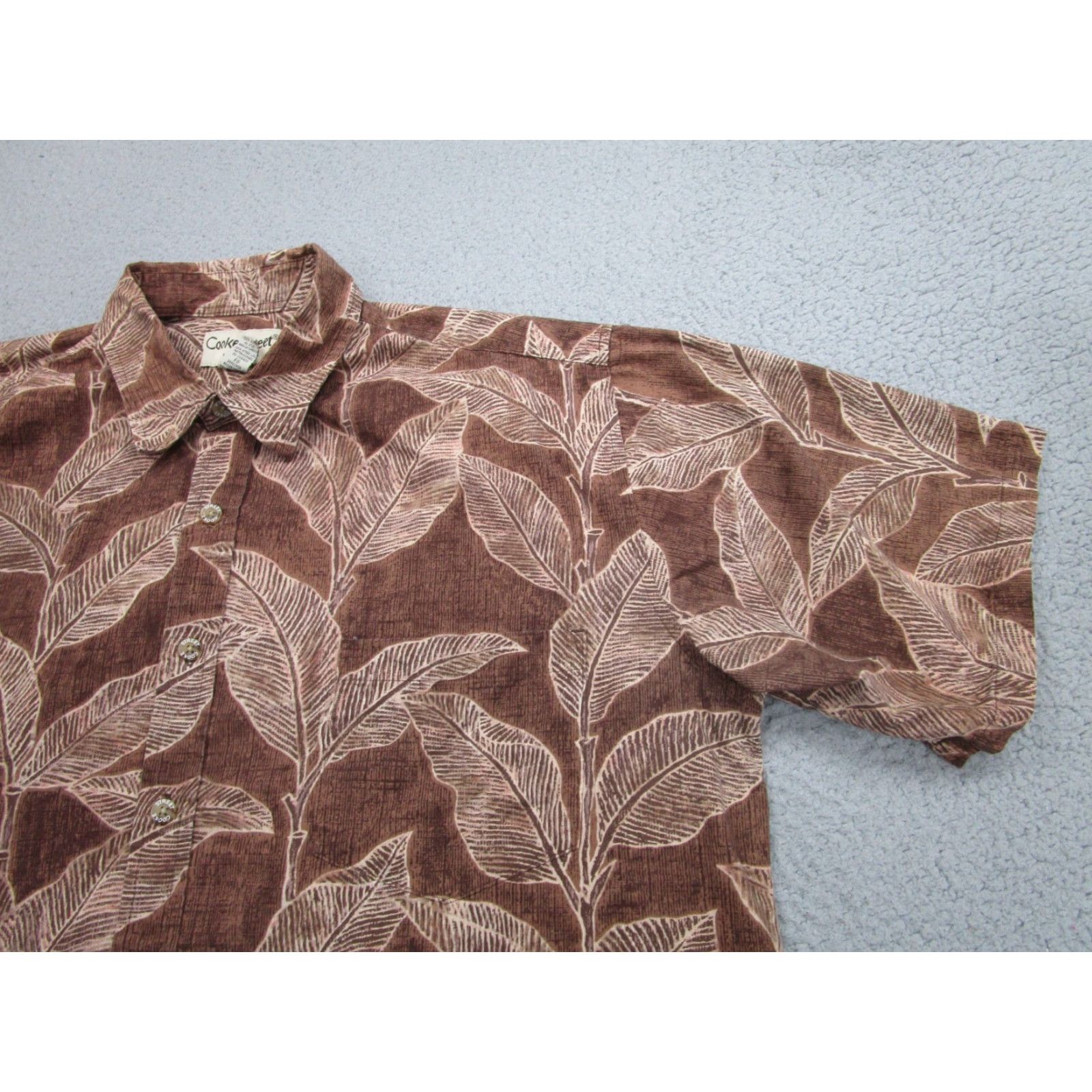 Vintage Cooke Street Shirt Mens XL Brown Bamboo Leaves Leaf Floral Hawaiian Aloha Button Up Short Sleeve Collared Size US XL / EU 56 / 4 - 2 Thumbnail