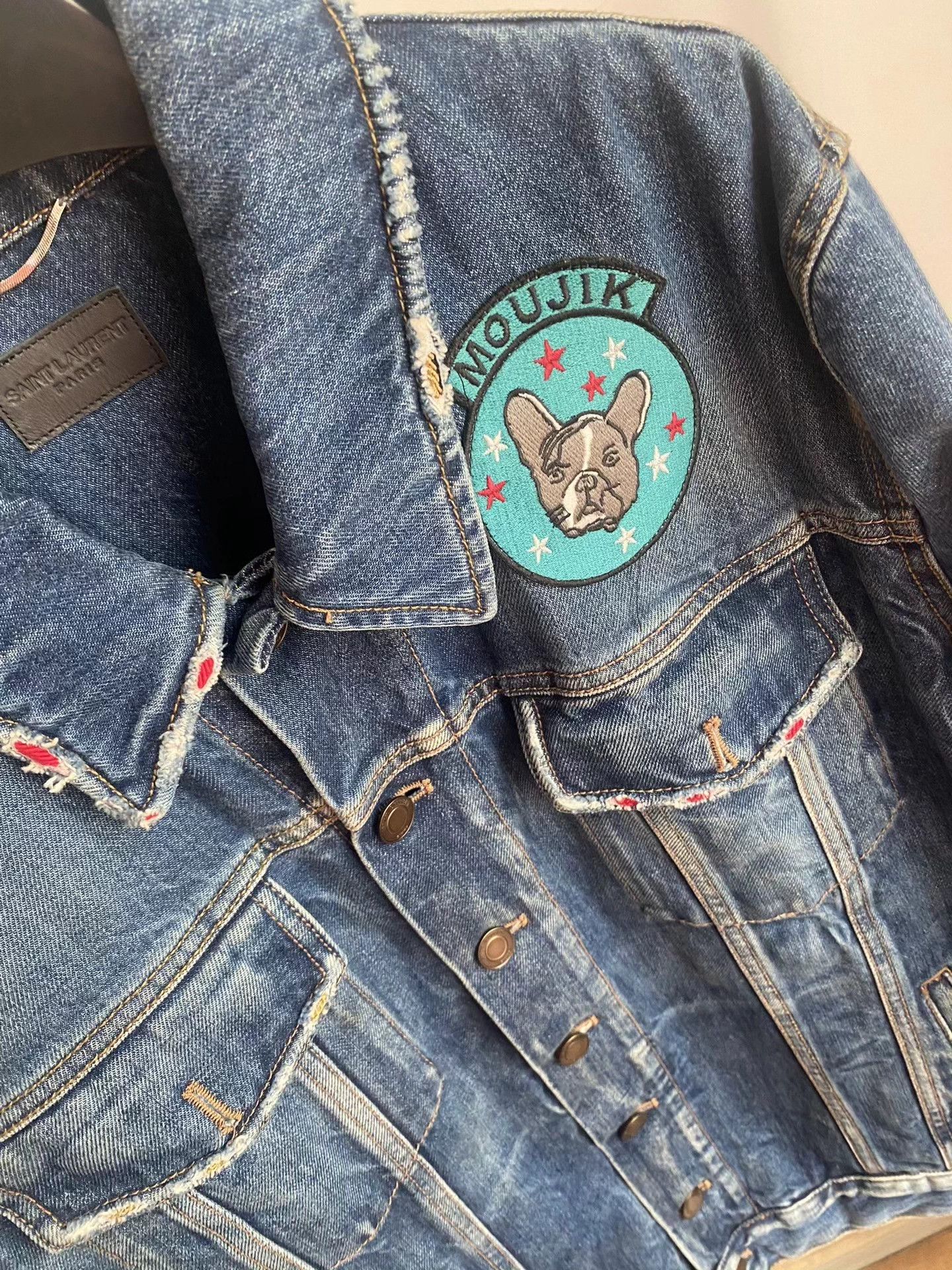 Saint Laurent Paris Saint Laurent slp17FW Bully Dog Embroidered Denim Jacket Size US L / EU 52-54 / 3 - 5 Thumbnail