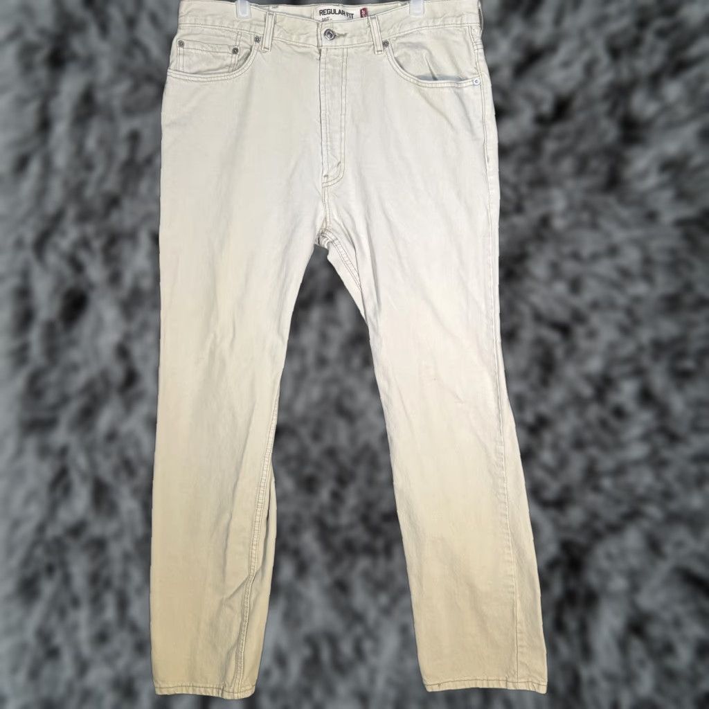Levi's Levis 505 Jeans Mens 38x34 Beige Regular Fit Straight Leg Denim Pants Cotton Zip Size US 38 / EU 54 - 1 Thumbnail