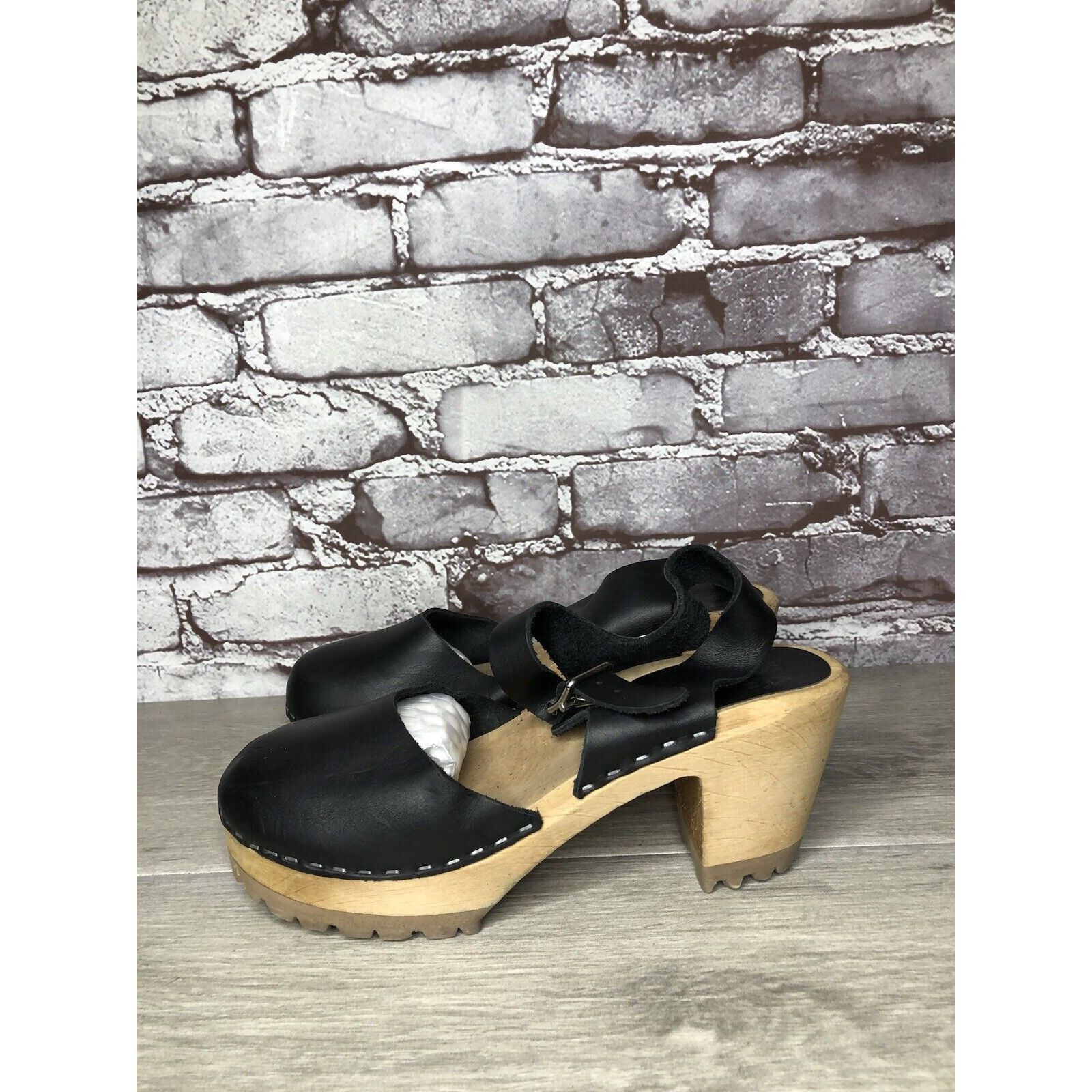 Other MIA Greta Black Leather Ankle Strap Wood Heel Sandals Women’ Size US 7.5 / IT 37.5 - 11 Thumbnail