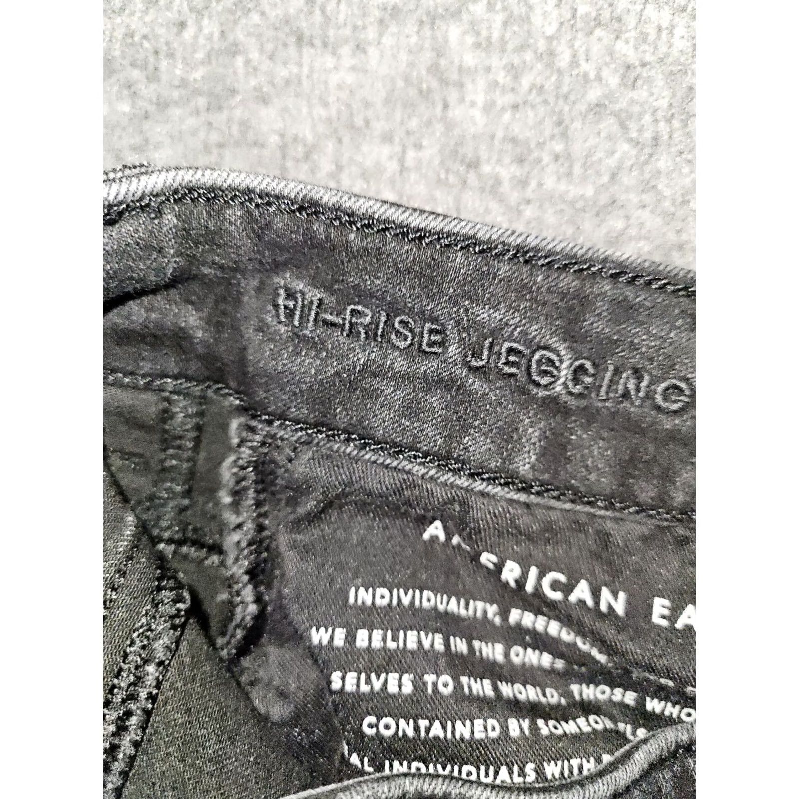 American Eagle Outfitters American Eagle High Rise Womens 4 Black Stretch Dark Wash Preppy Casual Denim Jegging Size 27" / US 4 / IT 40 - 3 Thumbnail
