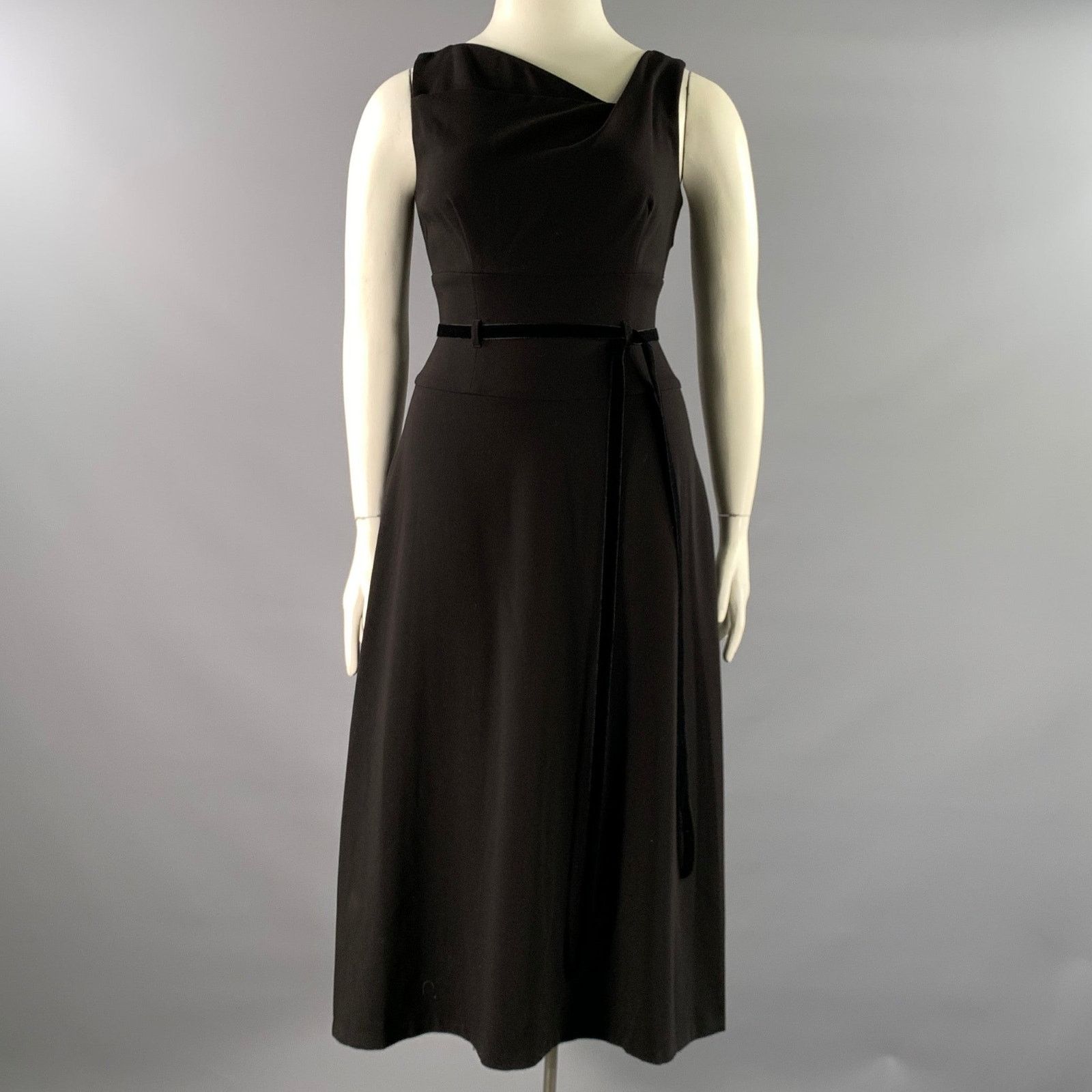 Donna Karan DONNA KARAN Size 6 Black Poly Blend Sheath Mid-Calf Dress Size M / US 6-8 / IT 42-44 - 1 Thumbnail