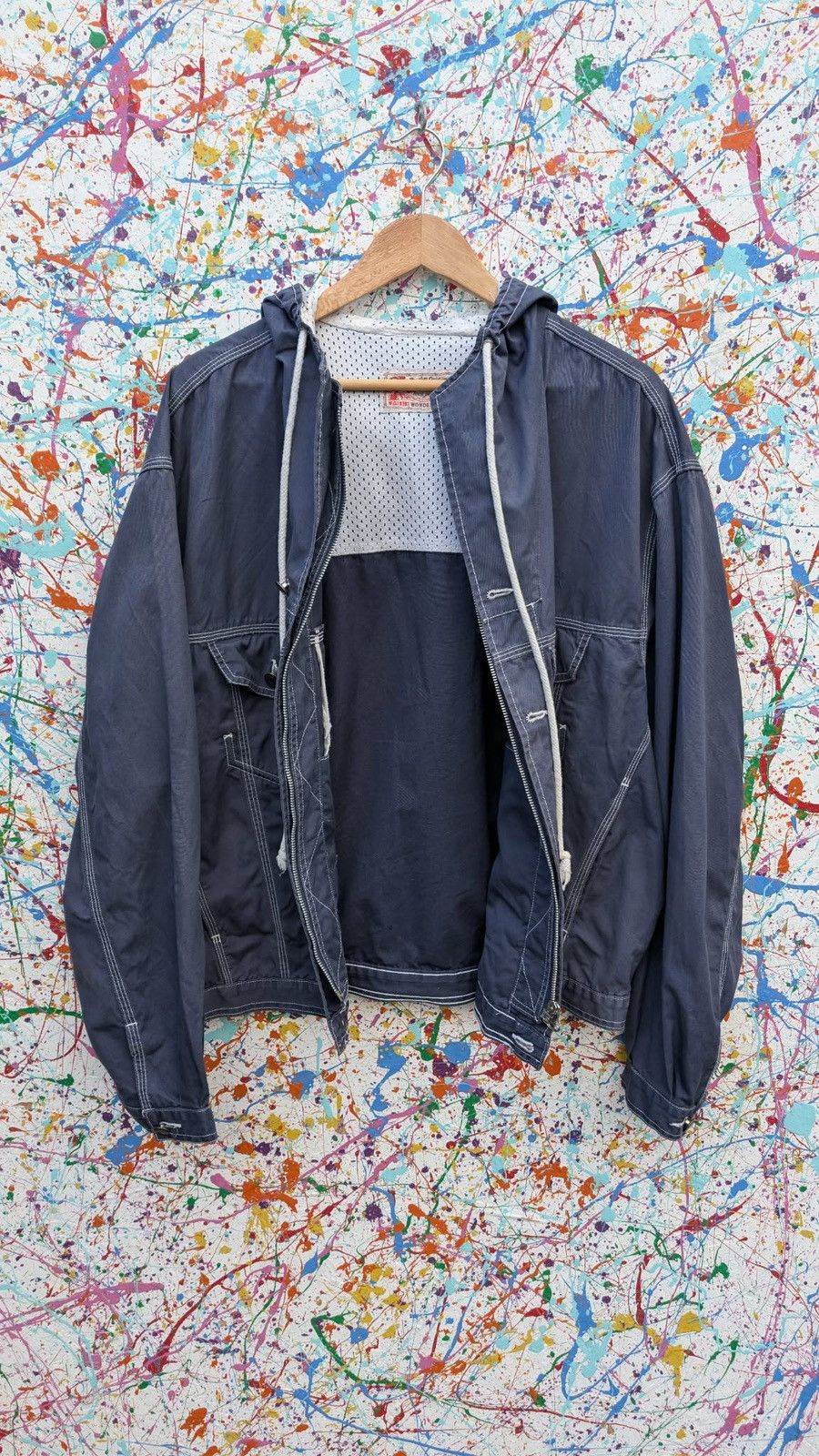 Diesel Vintage diesel jacket hoody windbreaker 90s zip up navy blue Size US L / EU 52-54 / 3 - 8 Thumbnail