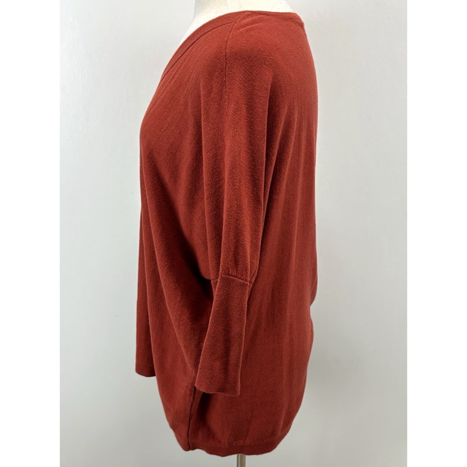 J. Jill J. Jill Sweater Woman’s PM Petite Orange Oversized V-Neck 3/4 Sleeve Pullover Boho Knit Cotton Blend Drop Shoulder Size M / US 6-8 / IT 42-44 - 2 Thumbnail