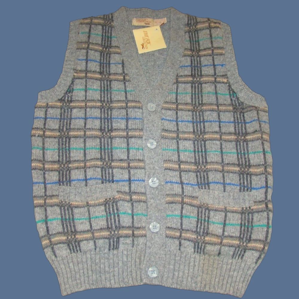 Vintage VINTAGE Fox Collection Cardigan Vest Mens M Gray Plaid Wool Button V-Neck Sleeveless 70% Wool 30% Acrylic Pockets Casual Classic Designer Size US M / EU 48-50 / 2 - 1 Thumbnail
